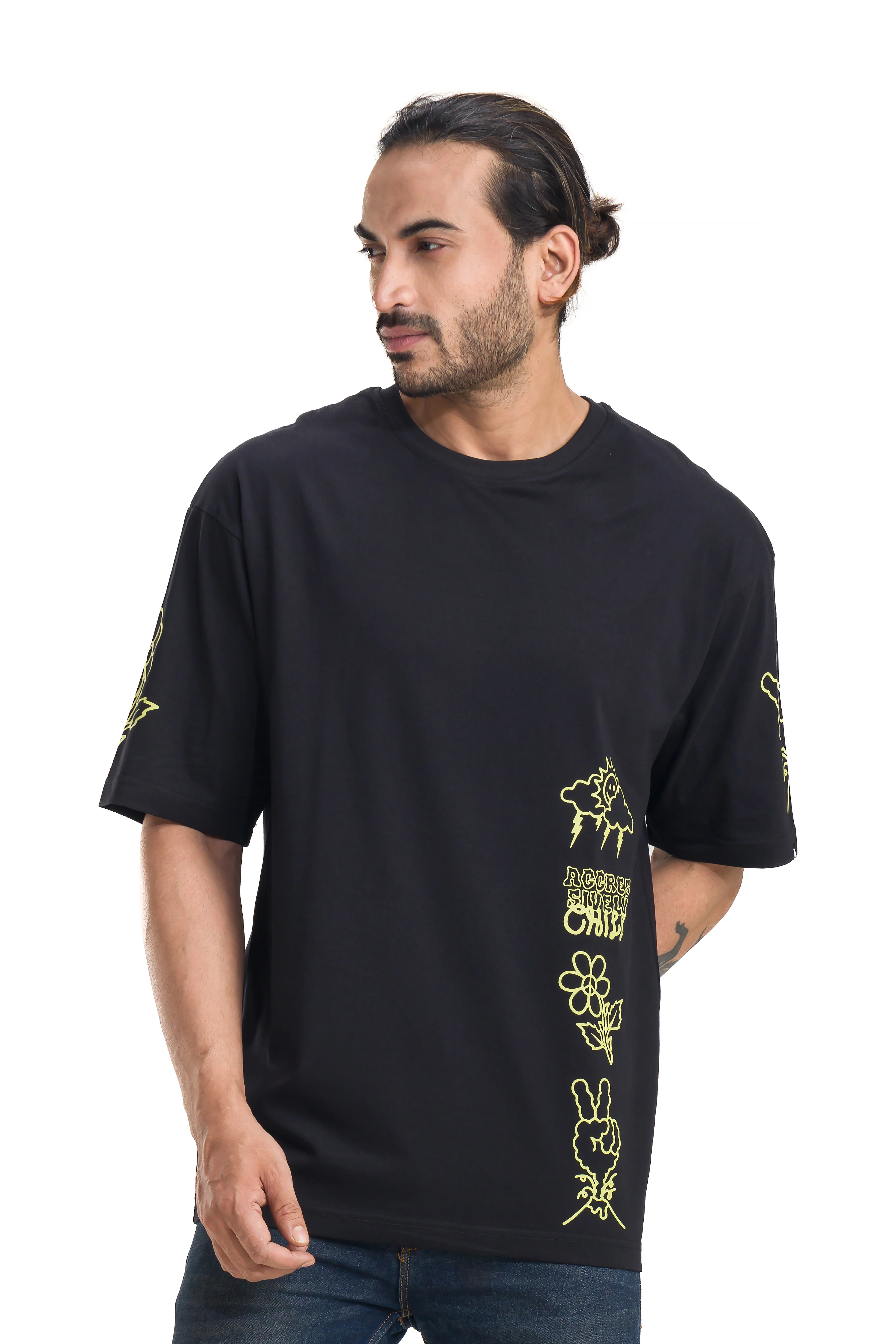 Aggressively Chill Black Unisex Oversized Printed T-Shirt - Image 6