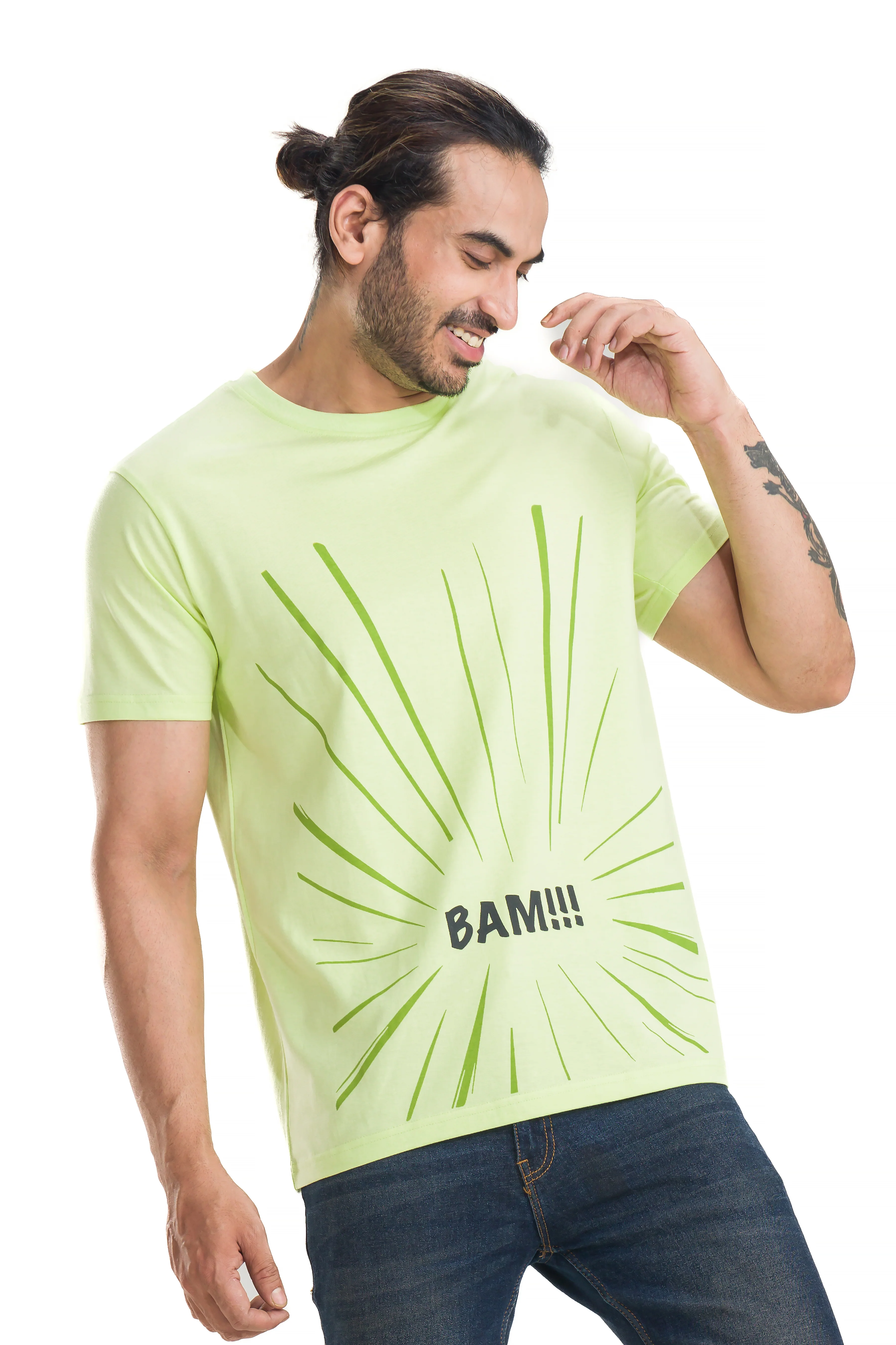 Bam Tea Green Men's Standard Printed T-Shirt - Image 4