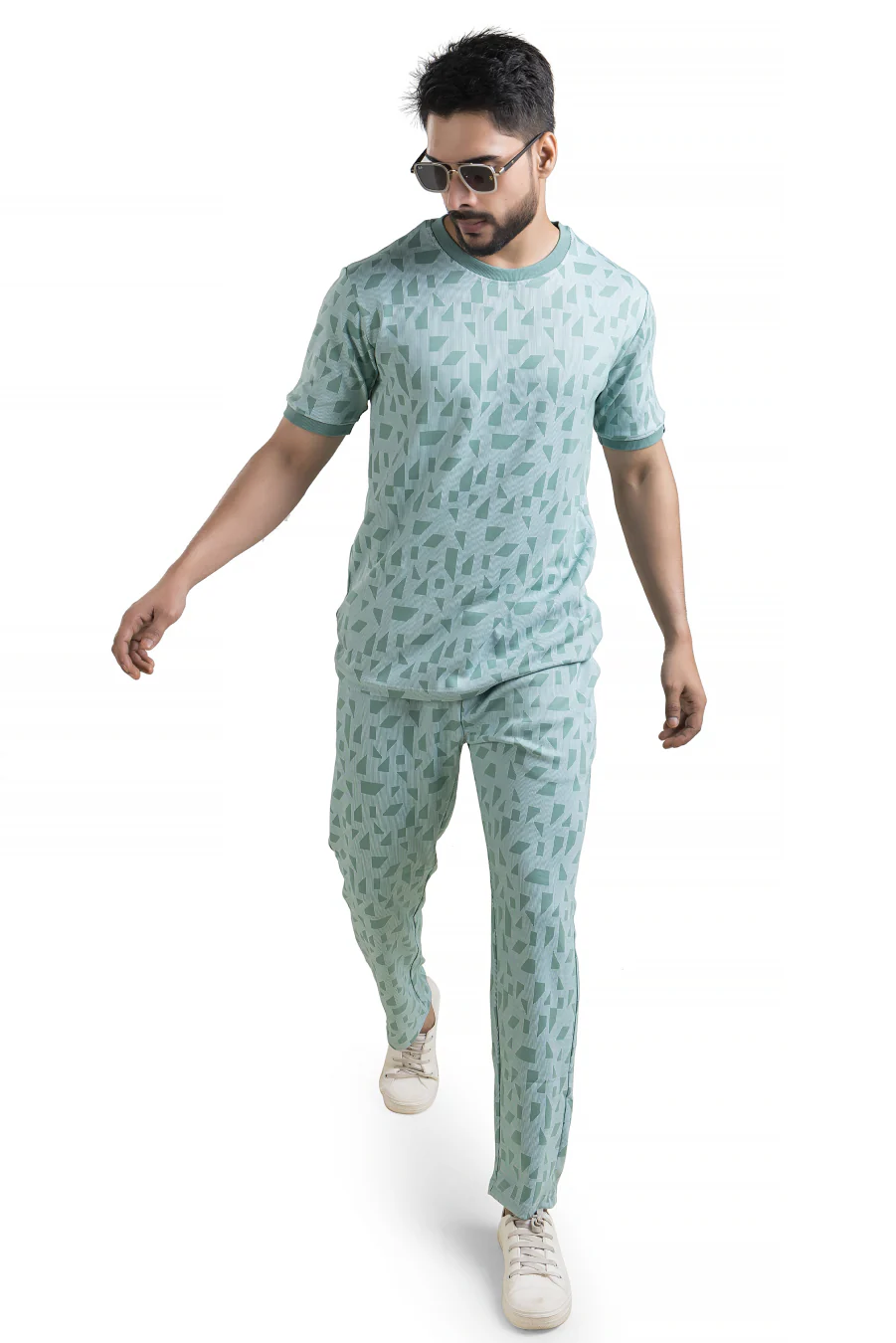 Blisswear Green Half Tee with Straight Pants Co-Ord Set - Image 6