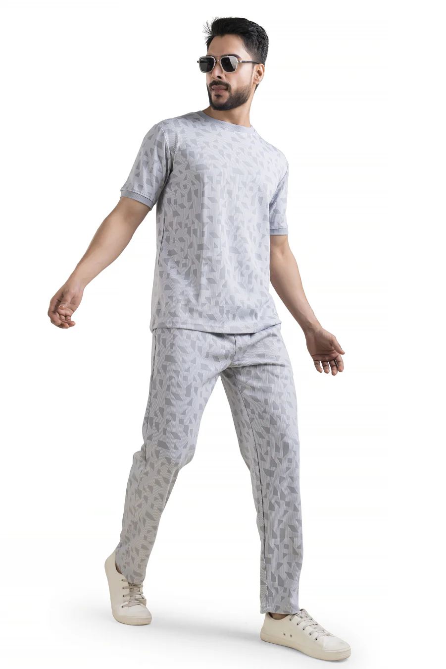 Blisswear Grey Half Tee with Straight Pants Co-Ord Set - Image 5