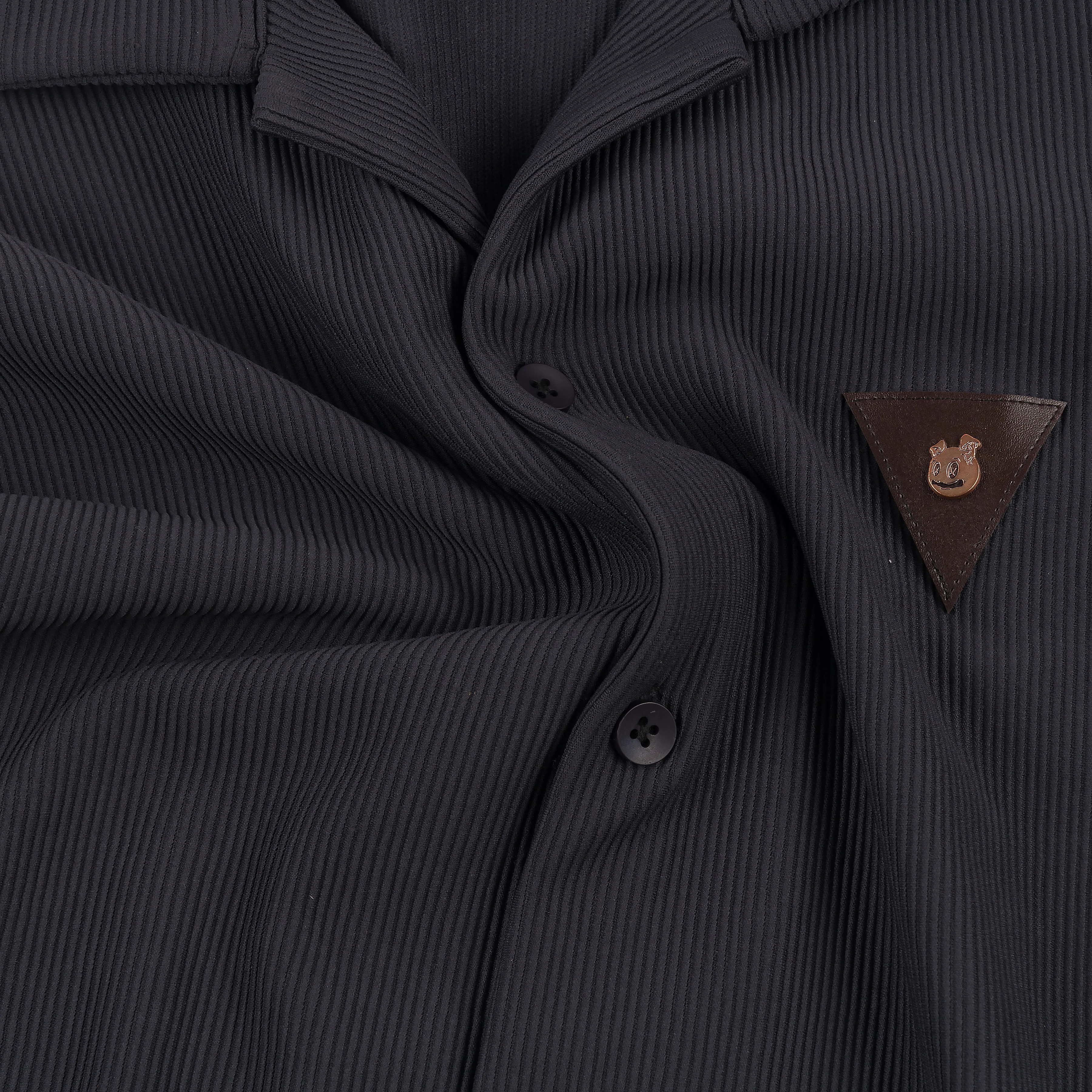 Cosmic Deep Charcoal Half Sleeves Shirt & Shorts Corduroy Co-Ord Set - Image 2