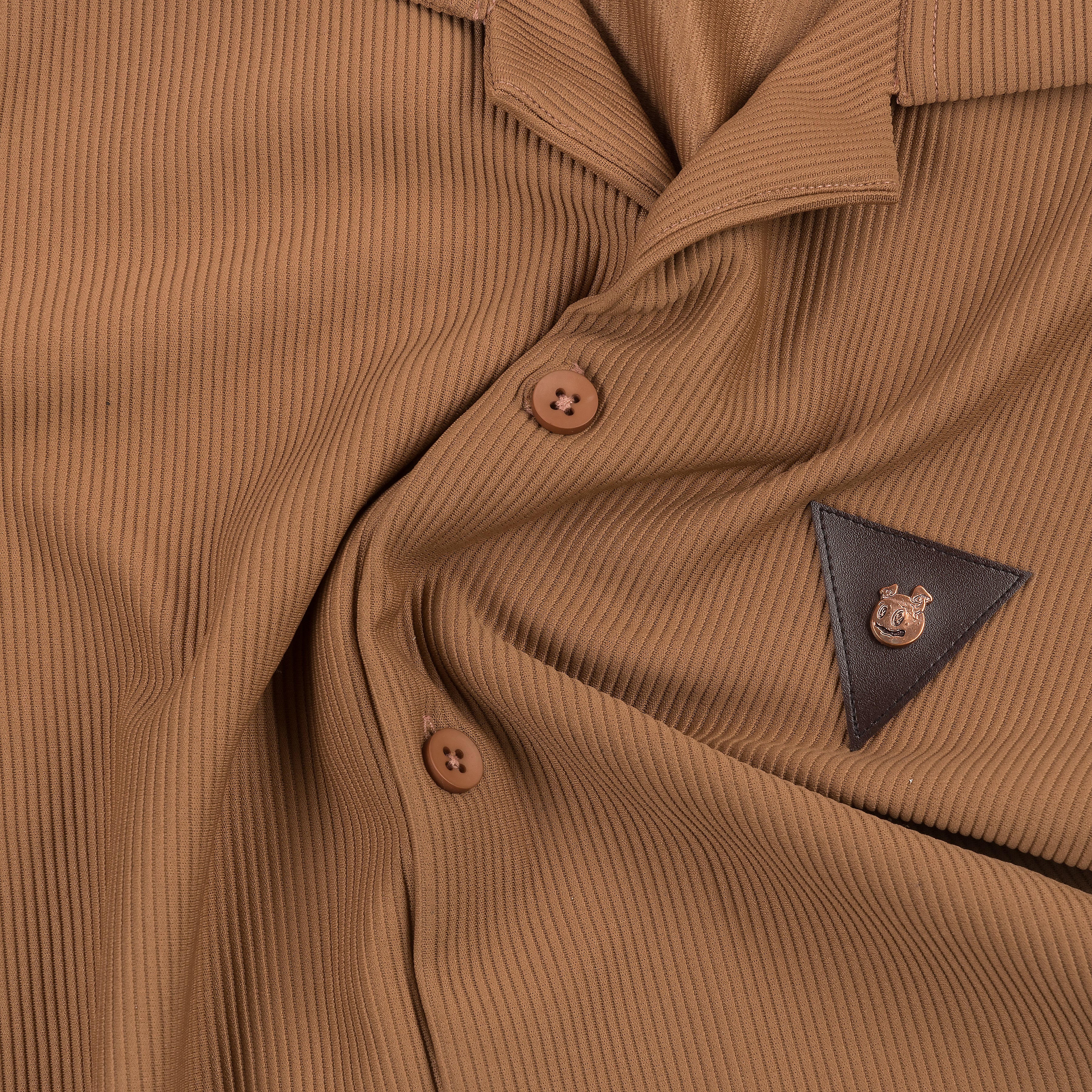 Cosmic Light Brown Half Sleeves Shirt & Shorts Corduroy Co-Ord Set - Image 2