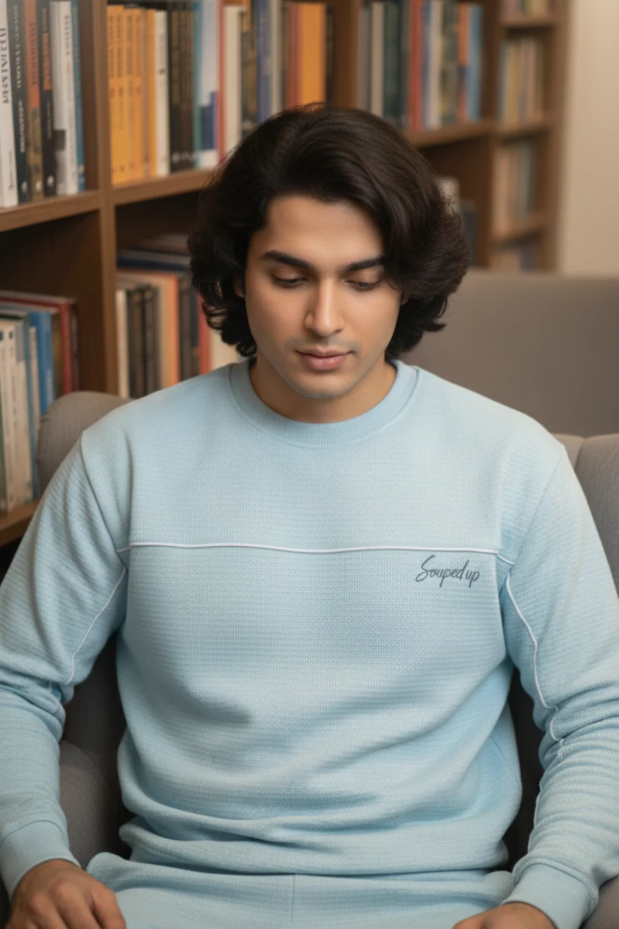 Dapper Tranquil Sky Blue Cotton Sweatshirt & Joggers Co-Ord Set - Image 3