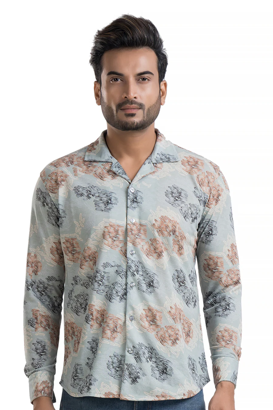 Drift Sea Green Full-Sleeve Abstract Printed Cuban Collar Shirt - Image 7