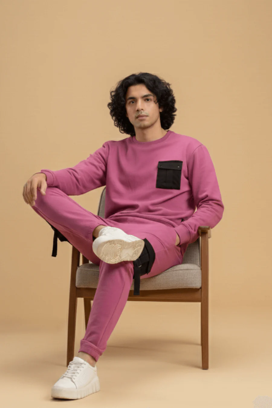 Elite Urbane Mauve Cotton Elastane Sweatshirt & Joggers Co-Ord Set - Image 5