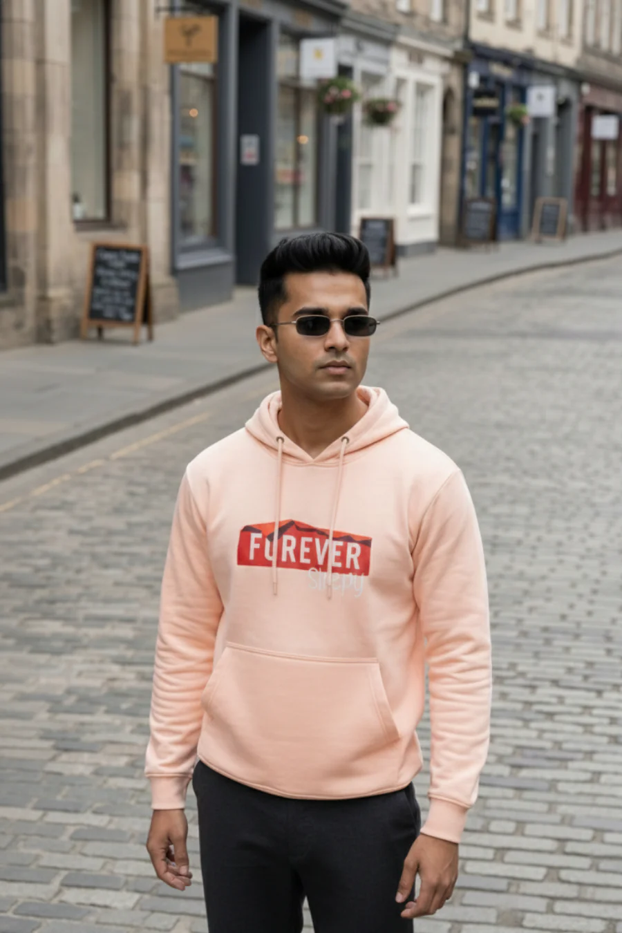 Forever Sleepy Peach Printed Full Sleeves Unisex Hoodie - Image 4