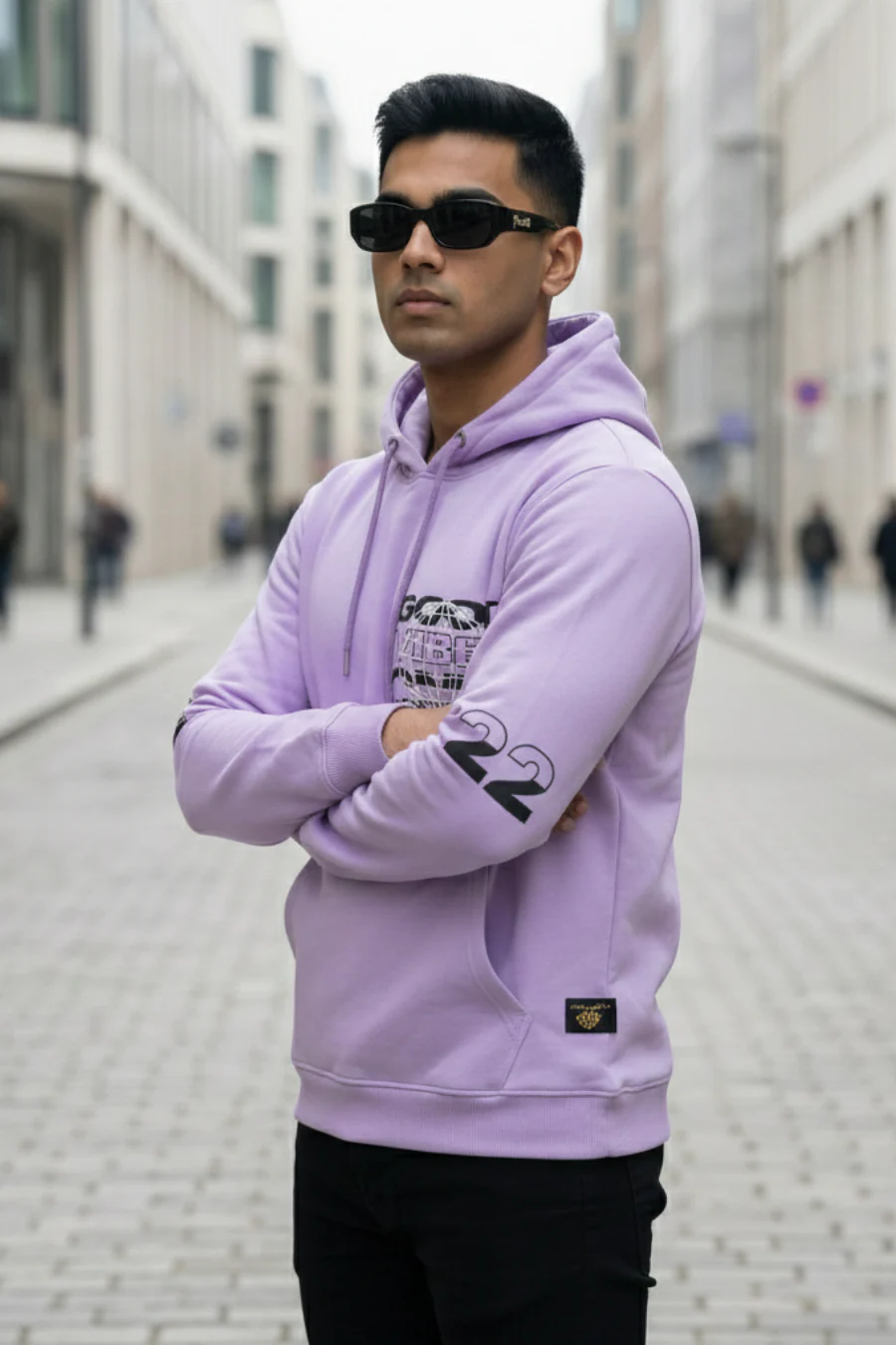 Good Vibes Lavender Printed Full Sleeves Unisex Hoodie - Image 3