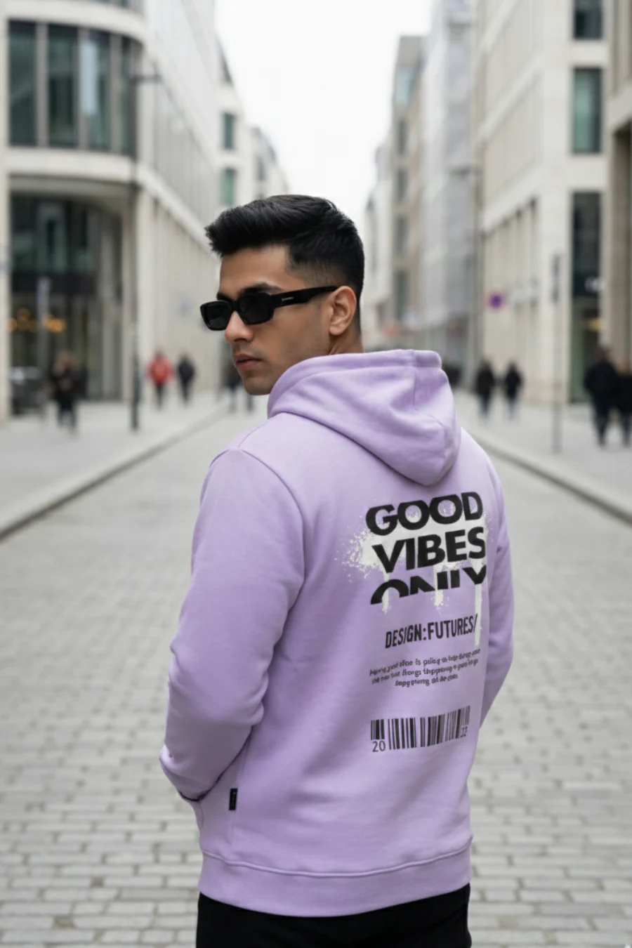 Good Vibes Lavender Printed Full Sleeves Unisex Hoodie - Image 4