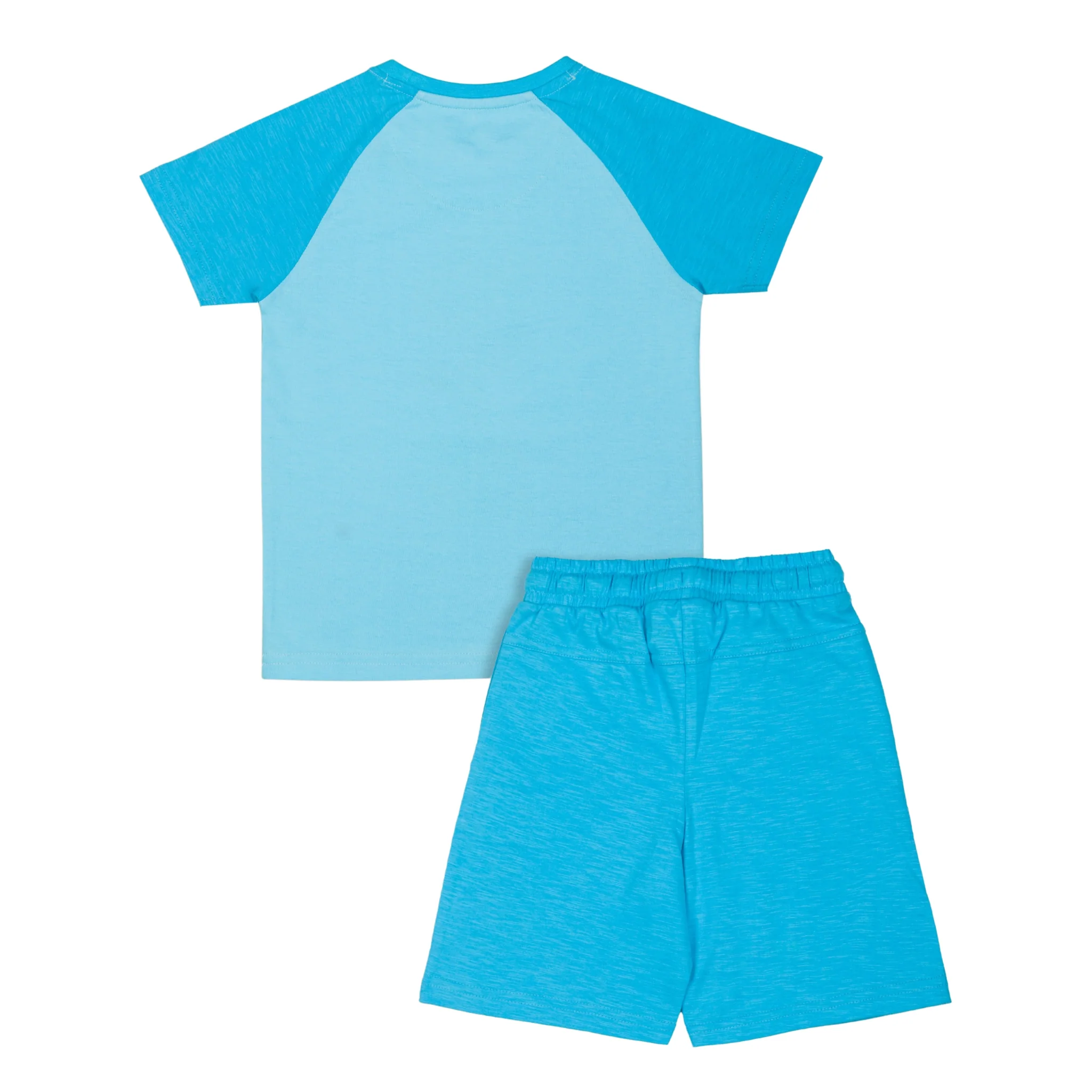 Hello Mate Sky Blue Printed Boys T-Shirt with Blue Printed Shorts 2-8 Yrs - Image 5