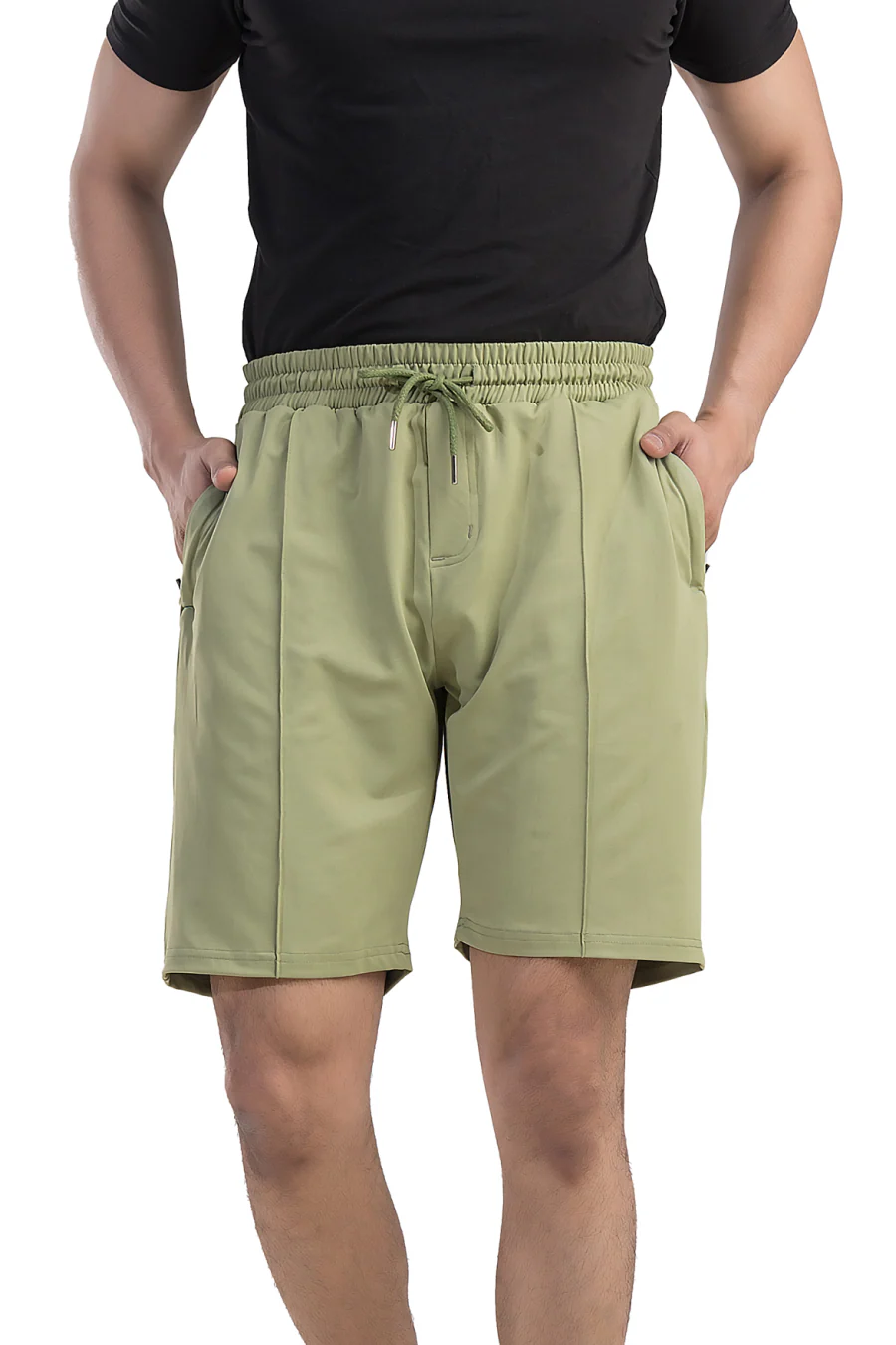 Island Ease Light Olive Knee-Length Shorts - Image 4