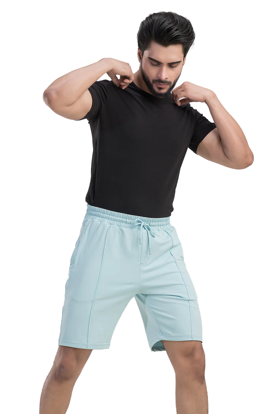 Island Ease Sky Blue Knee-Length Shorts - Image 5