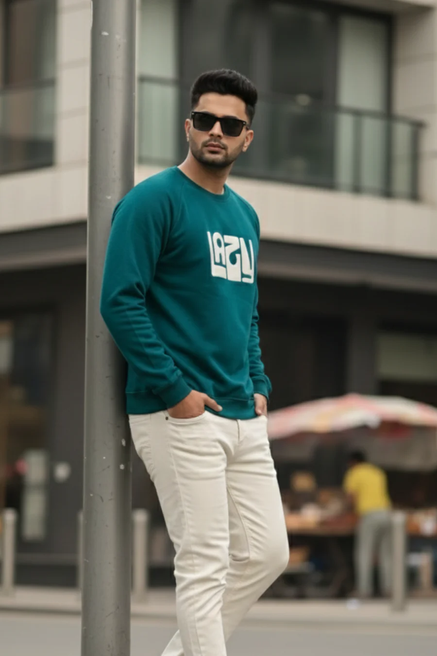 Lazy Bottlegreen Puff Printed Raglan Full Sleeves Unisex Sweatshirt - Image 5