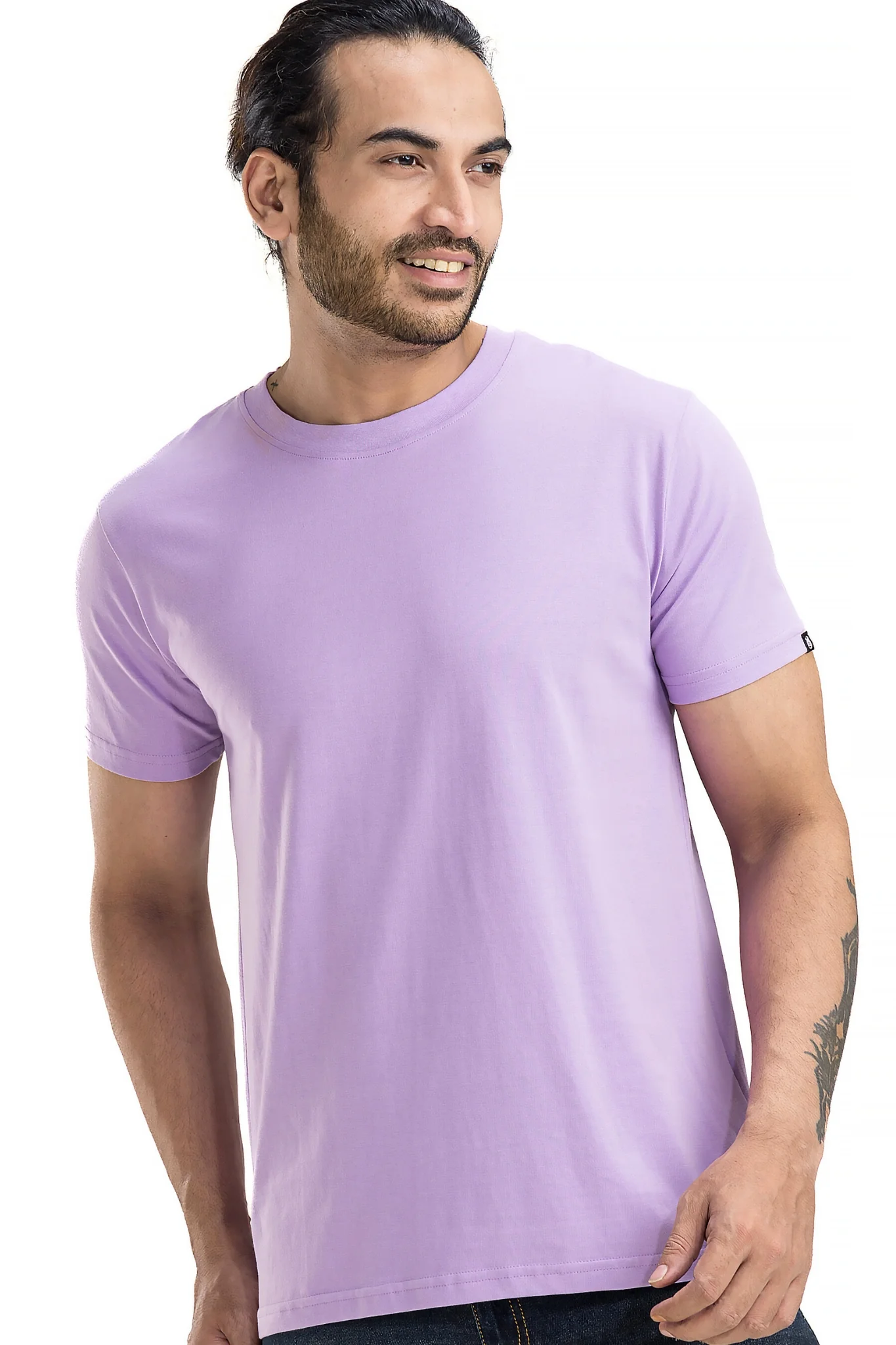 Men's Solid Basic Light Violet T-Shirt - Image 6