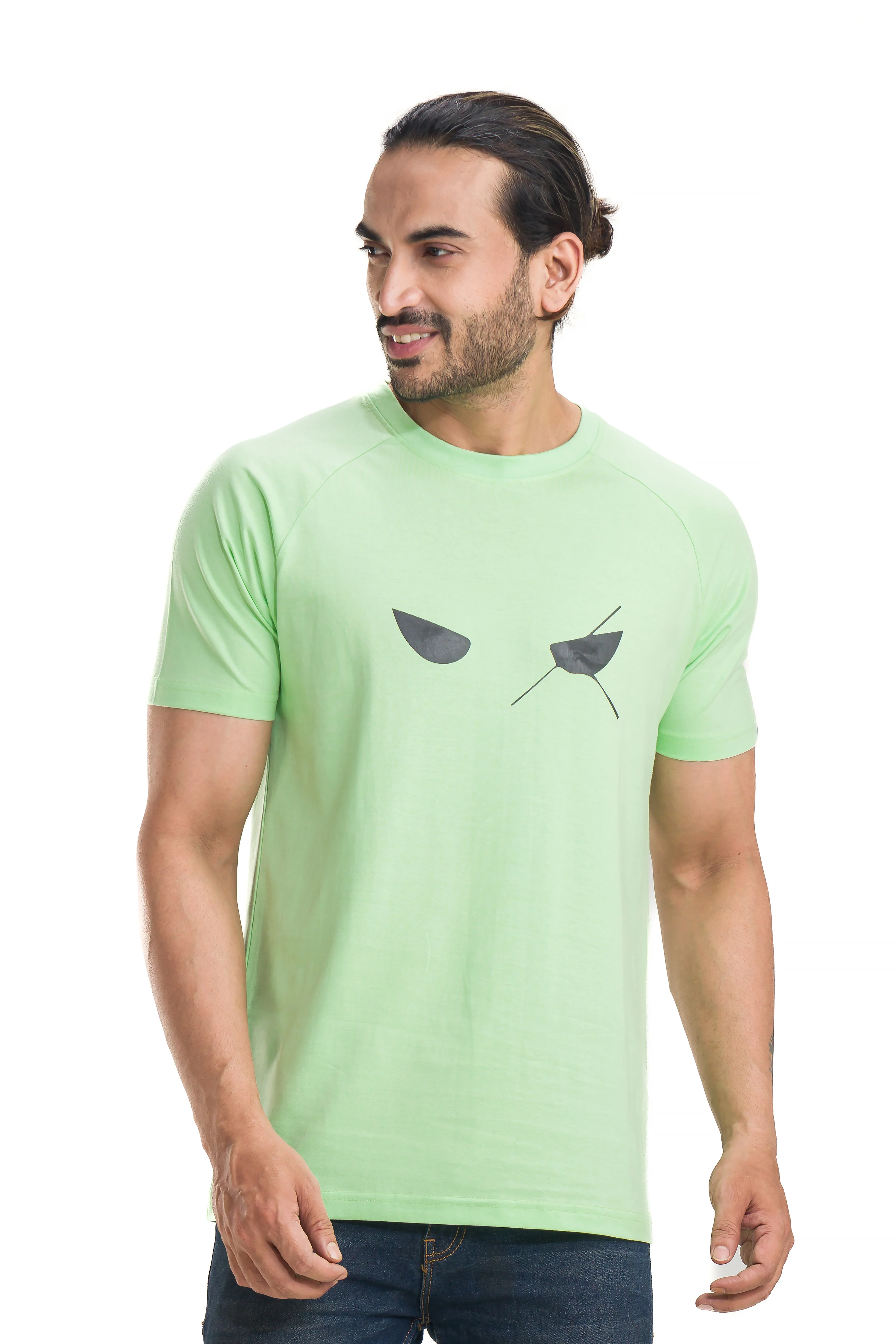 Mint Green Men's Standard Raglan Printed T-Shirt - Image 4