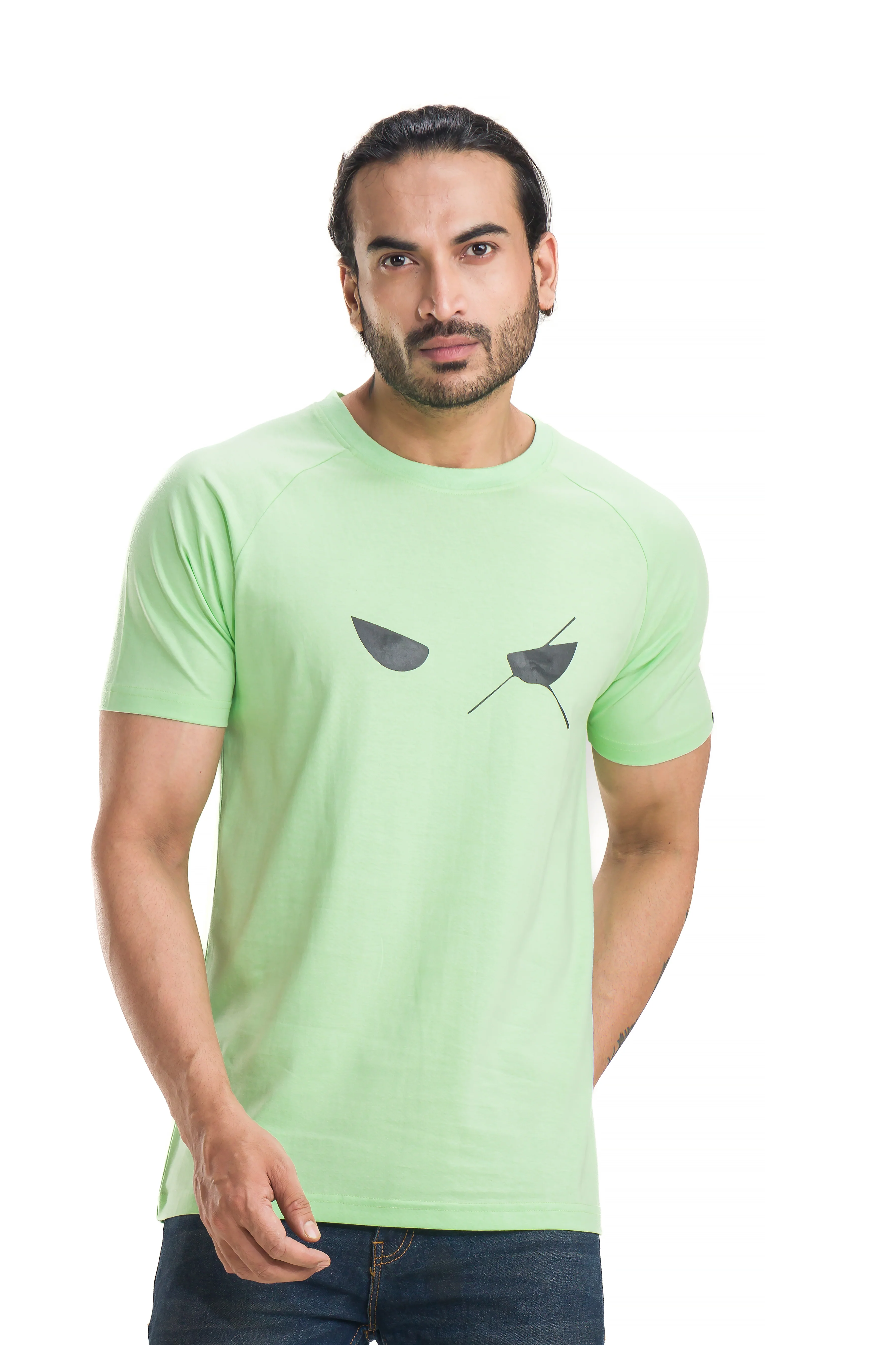 Mint Green Men's Standard Raglan Printed T-Shirt - Image 7