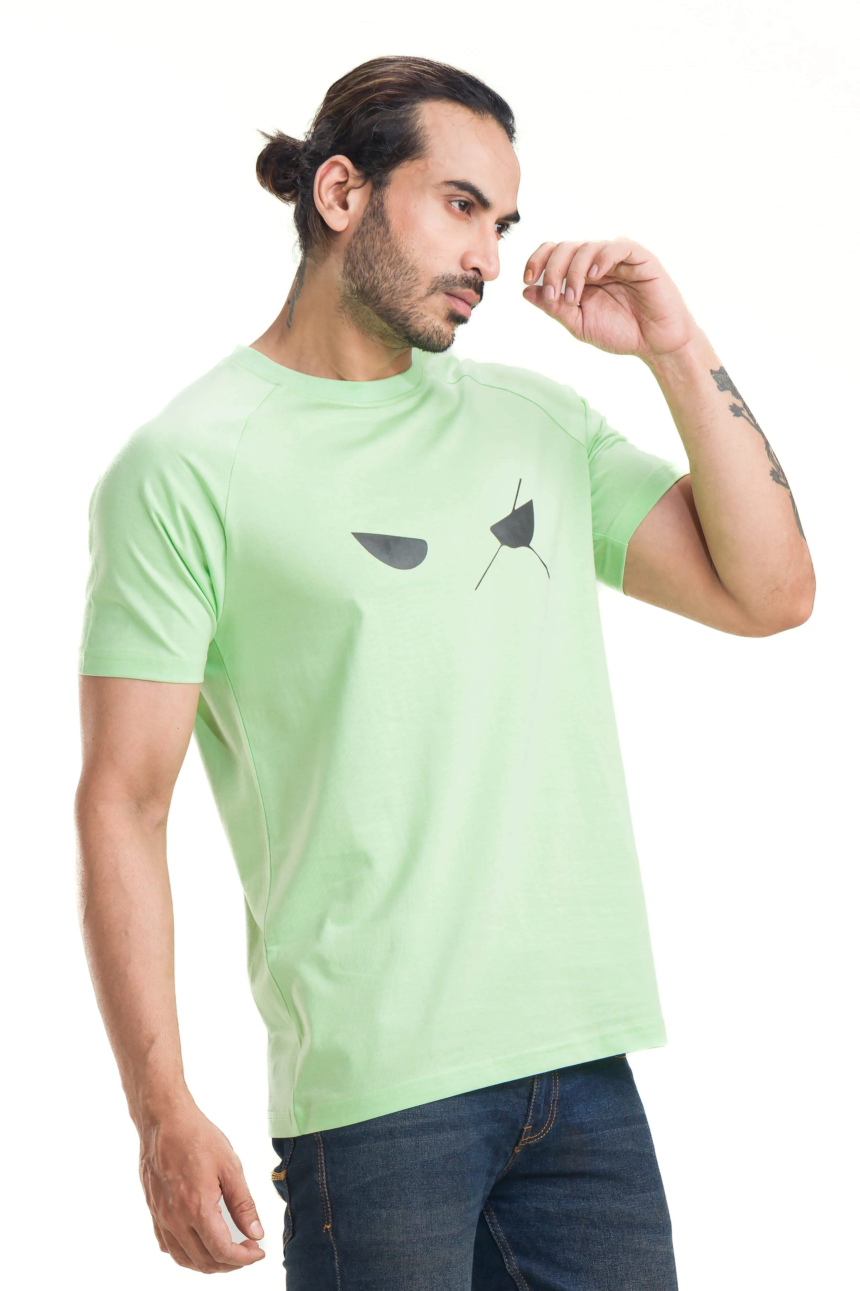 Mint Green Men's Standard Raglan Printed T-Shirt - Image 9