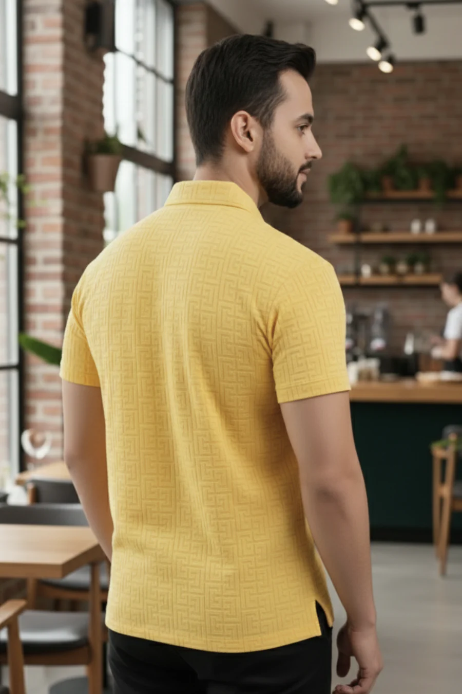 Monarch Yellow Half Sleeves Structured Polo T-Shirts - Image 2