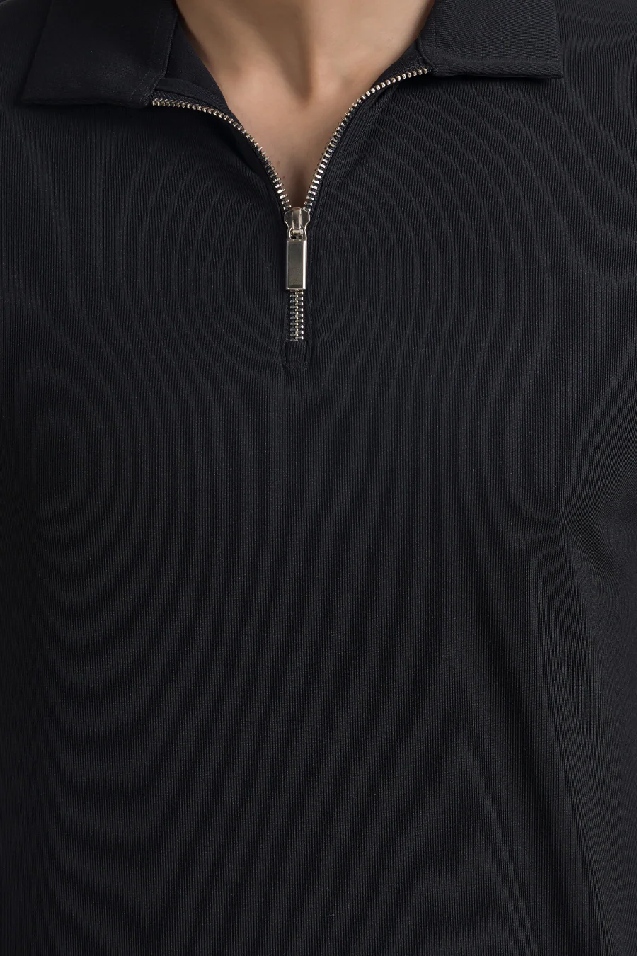 Opulent Solid Black Half Sleeves Polo T-shirt - Image 2