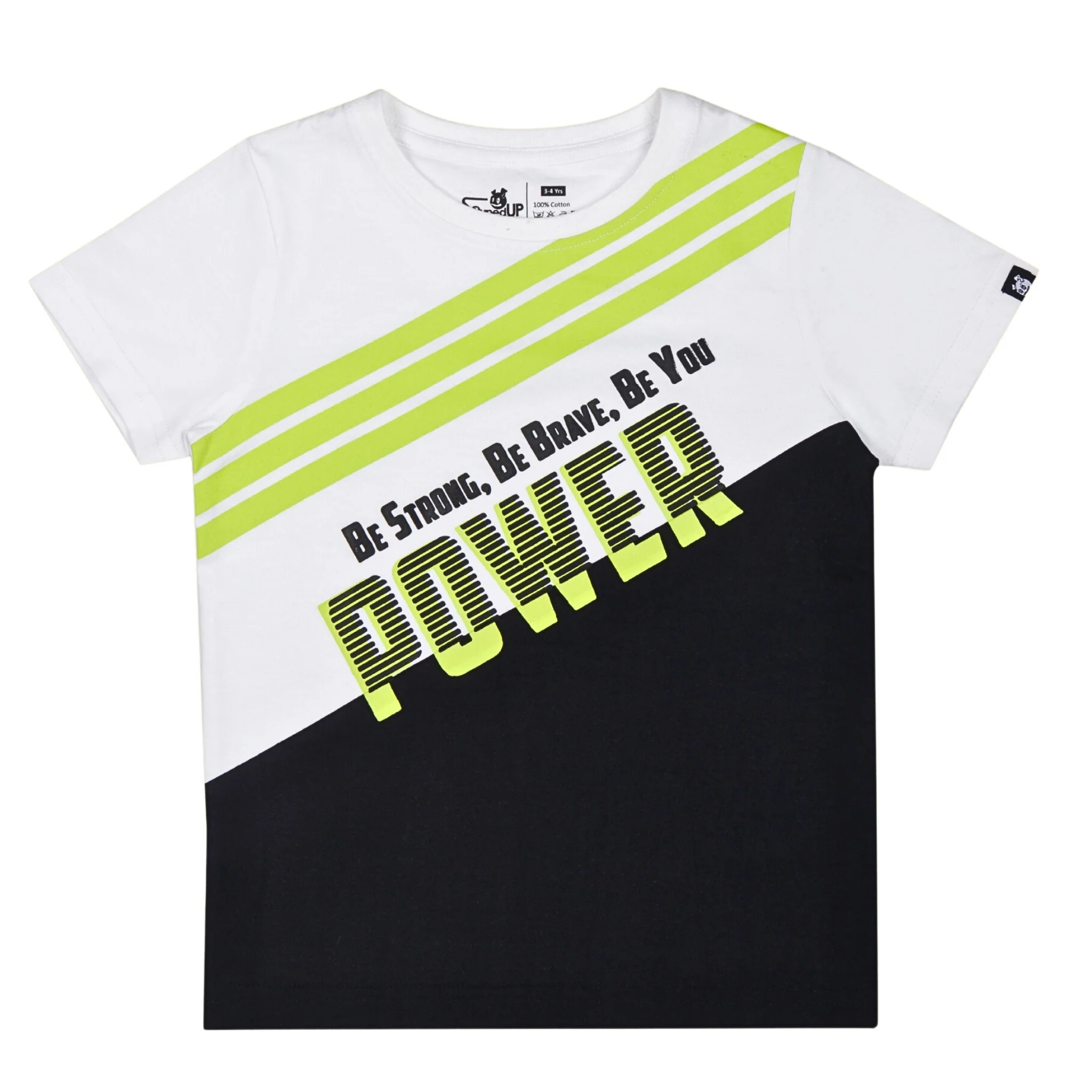 Power White & Black HD Printed Boys T-Shirt with Neon Shorts 2-8 Yrs - Image 3