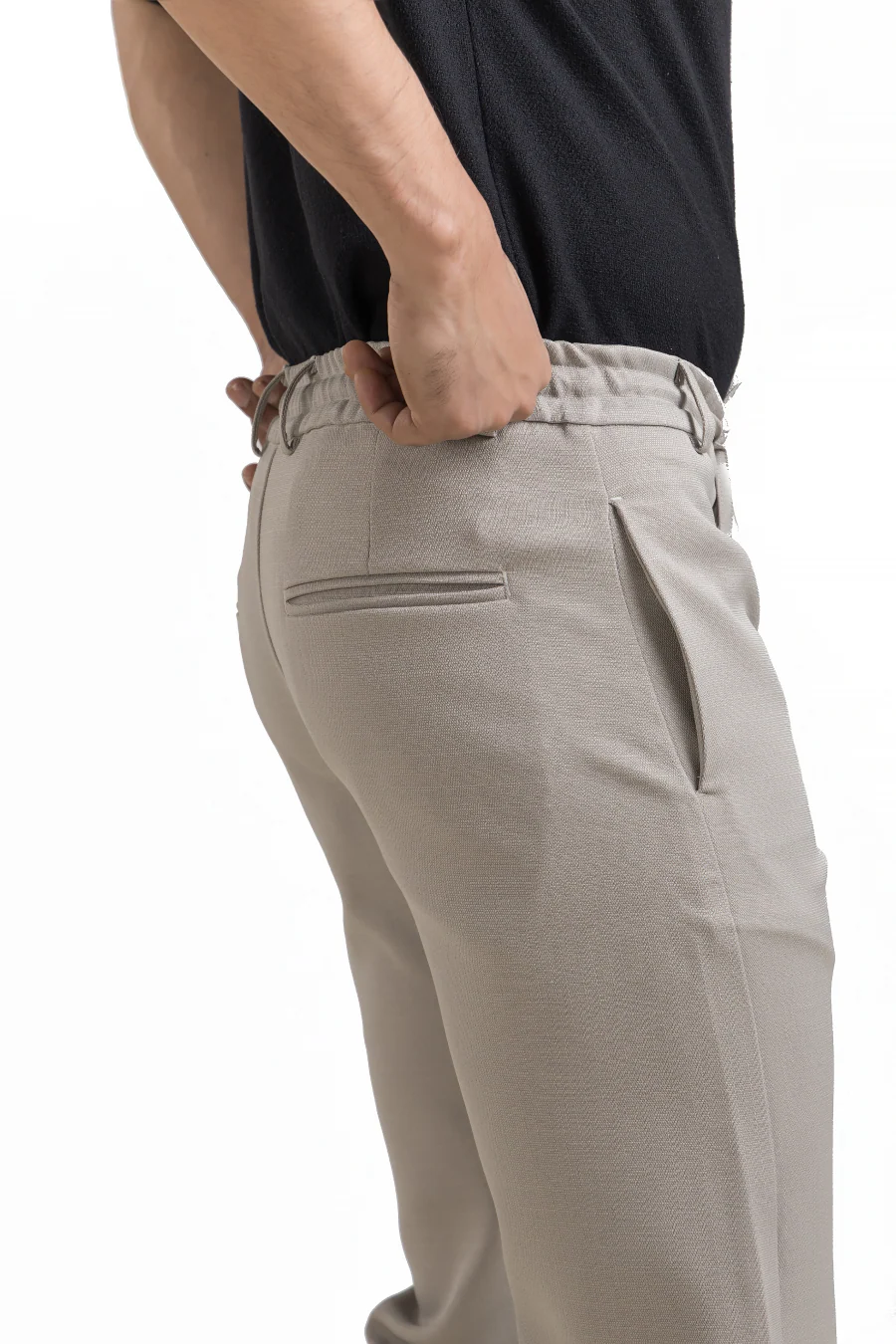 Refined Cement Linen-Look Trouser Pants - Image 3