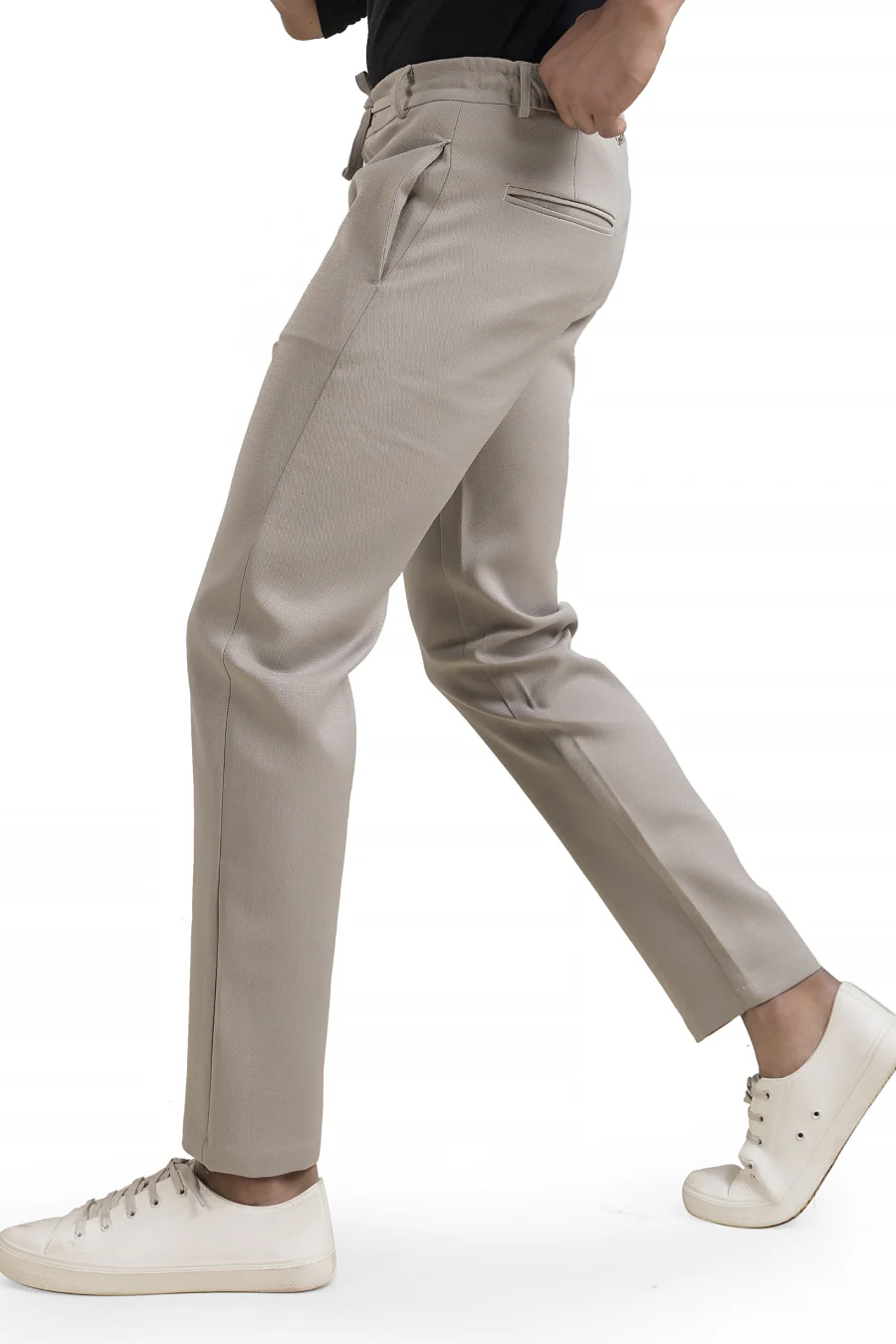 Refined Cement Linen-Look Trouser Pants - Image 8
