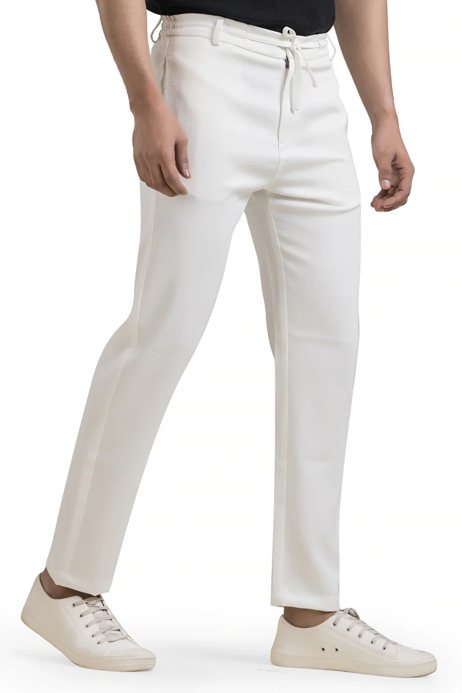 Refined White Linen-Look Trouser Pants - Image 6