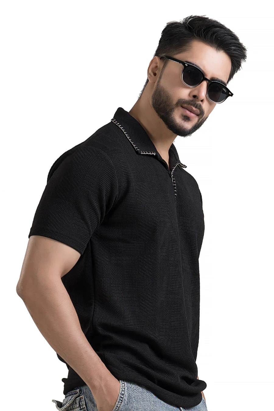 Regalia Black Embroidery Polo T-Shirt - Image 5