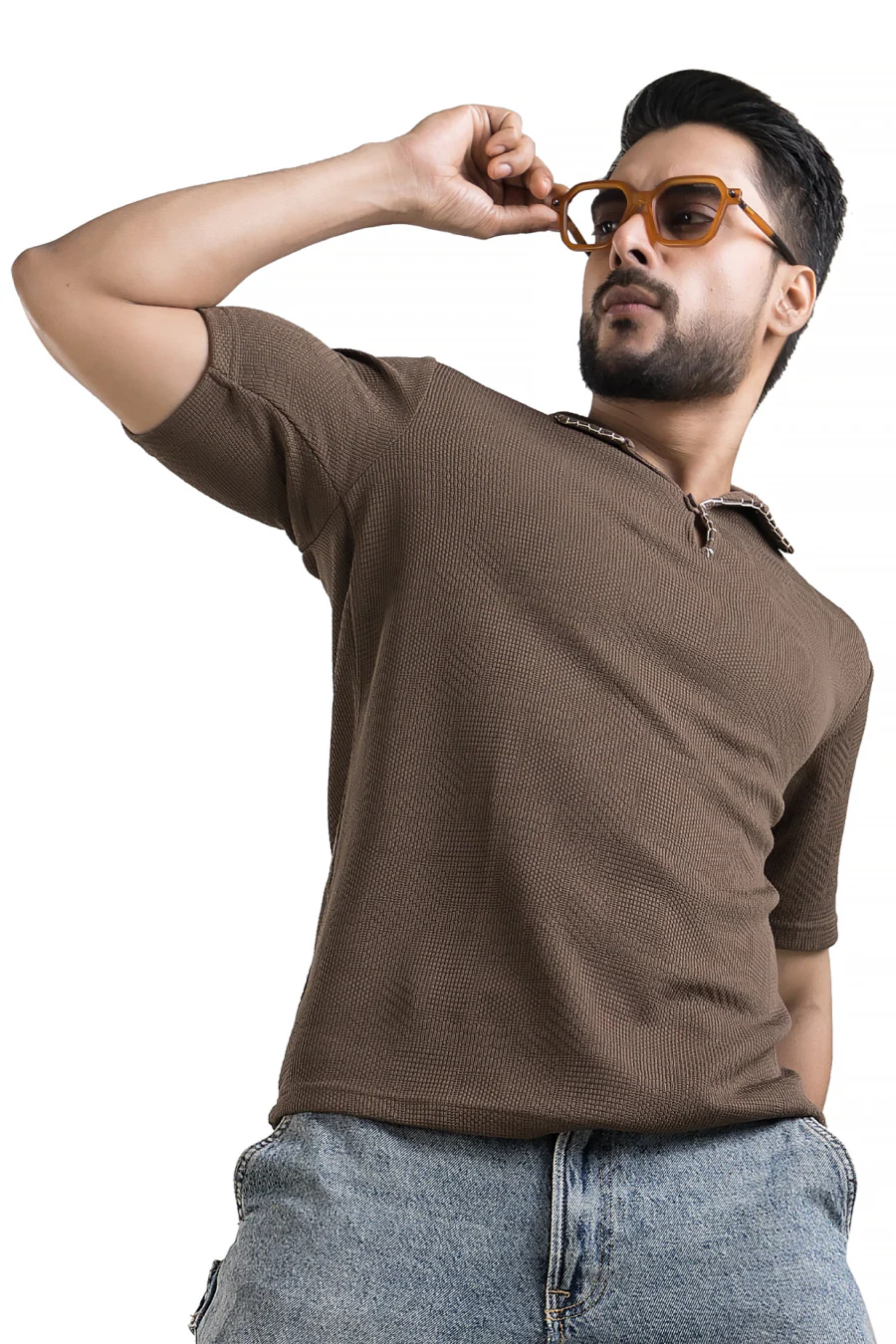 Regalia Brown Embroidery Polo T-Shirt - Image 6