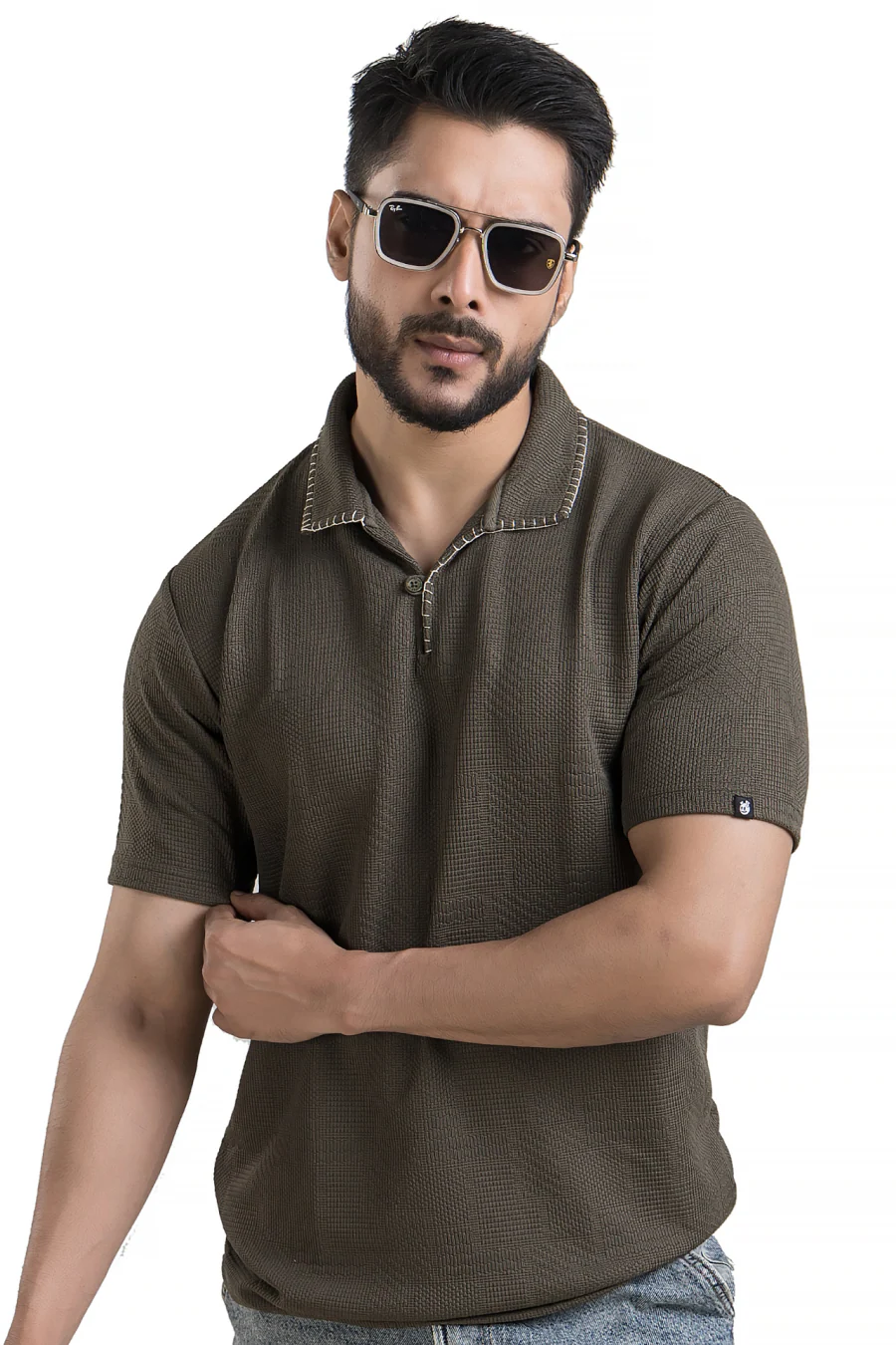 Regalia Dark Olive Embroidery Polo T-Shirt - Image 4