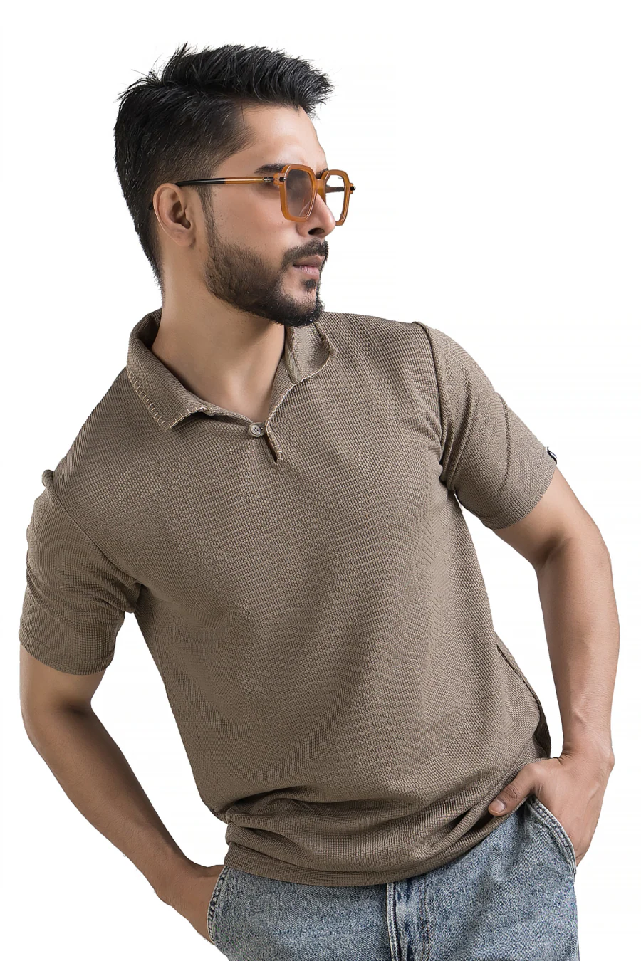Regalia Khaki Embroidery Polo T-Shirt - Image 6