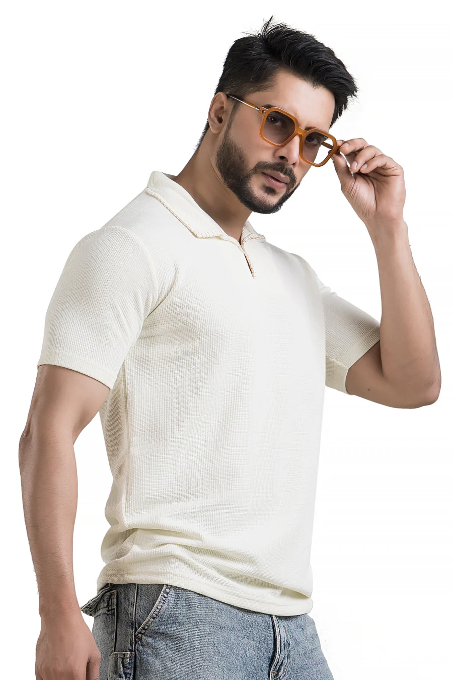Regalia Off White Embroidery Polo T-Shirt - Image 4
