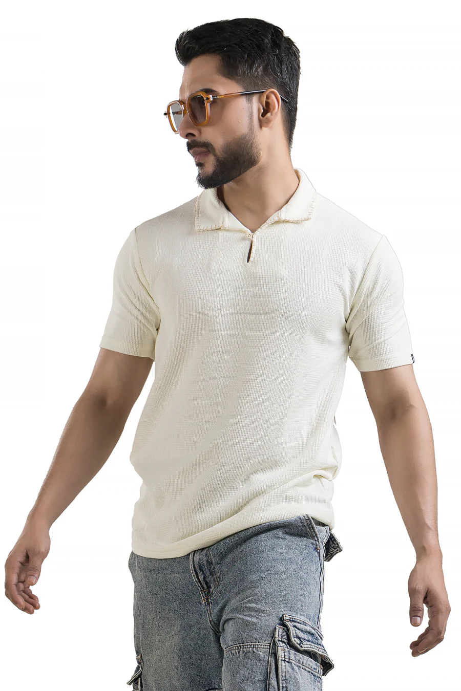 Regalia Off White Embroidery Polo T-Shirt - Image 5