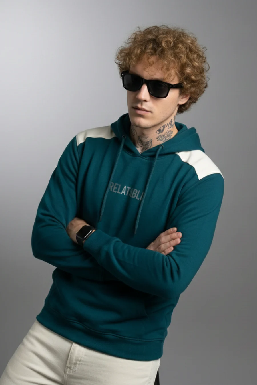 Relatable Bottlegreen Printed Full Sleeves Unisex Hoodie - Image 5