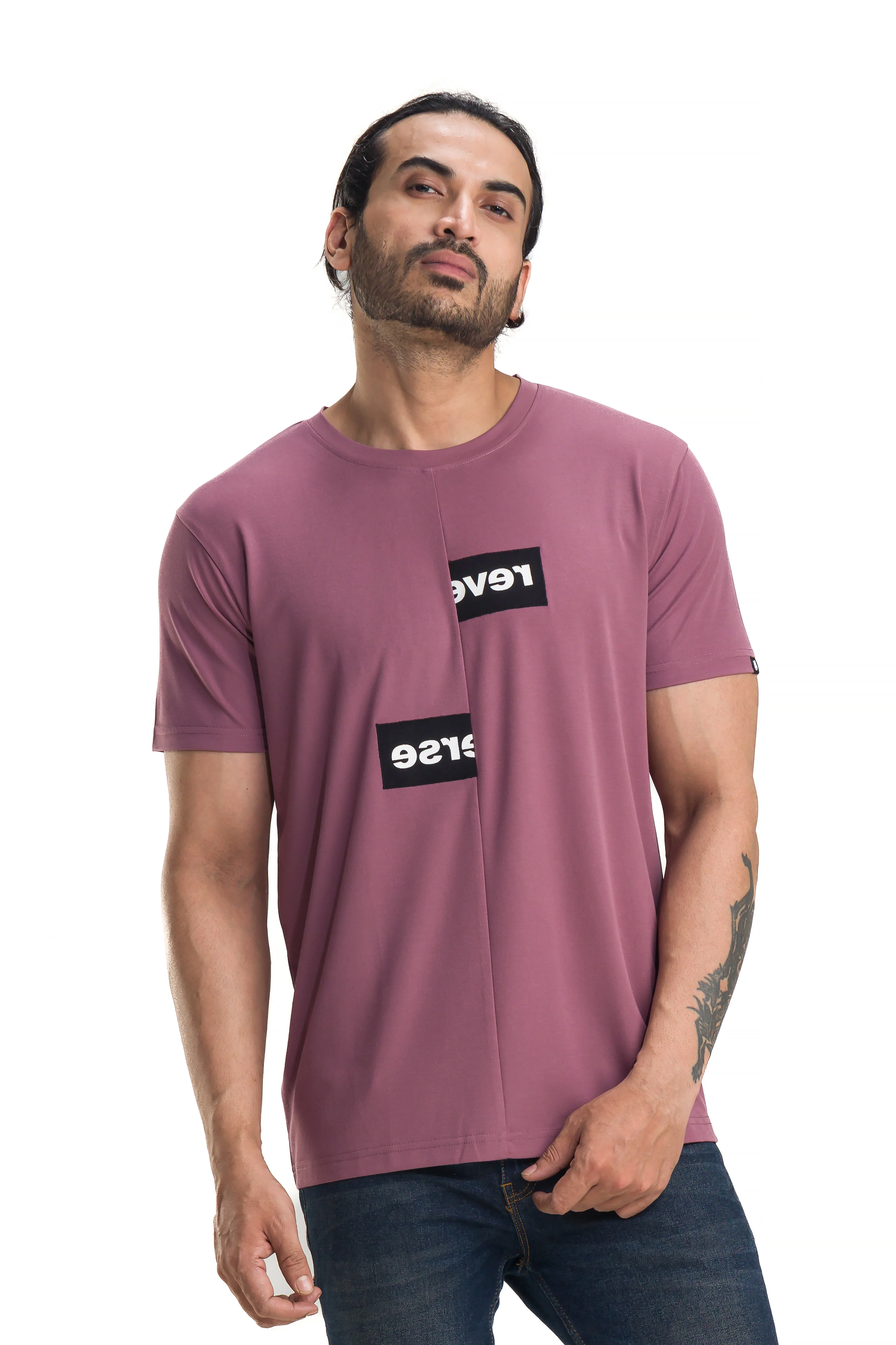 Reverse English Violet Men's Standard Printed T-Shirt - Image 4