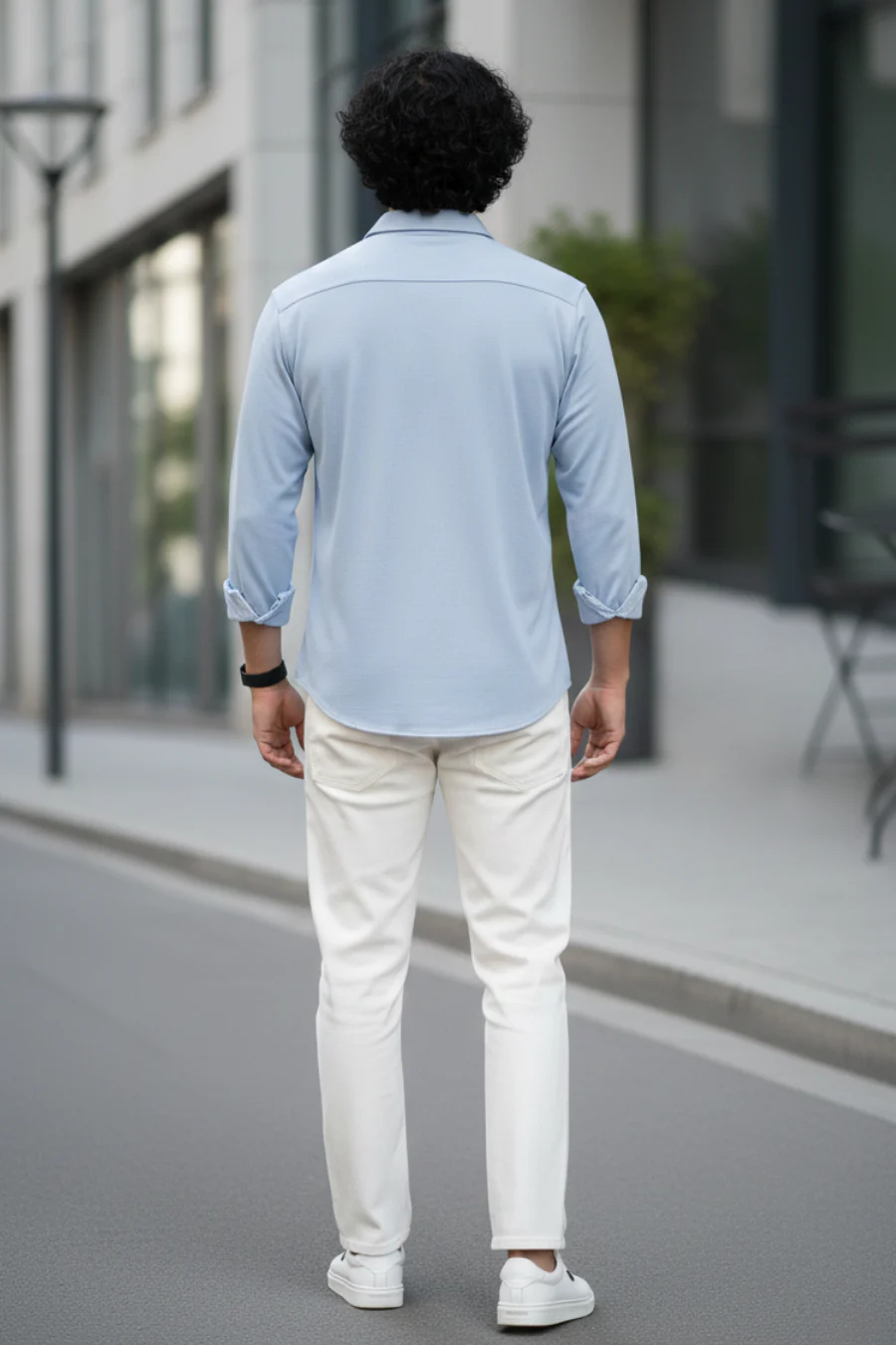 Signature Sky Blue Solid Mercerised Piqué Cotton Shirt - Image 2