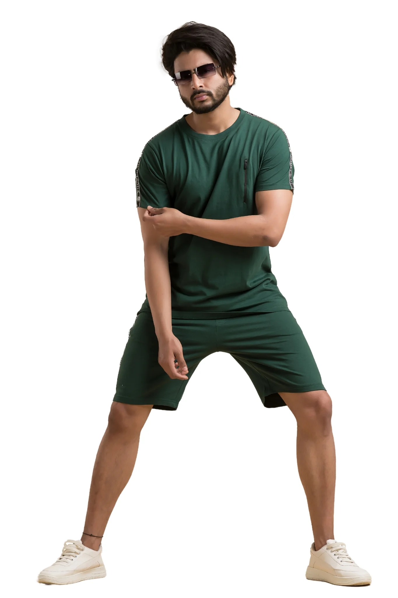 Souped Up Bottle Green Co-Ord Set - Half Sleeves T-Shirt with Shorts - Image 7