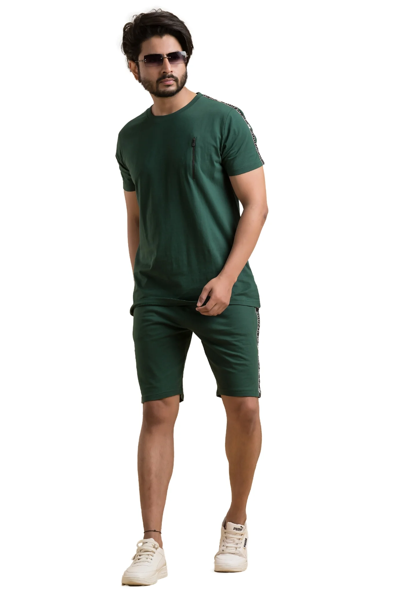 Souped Up Bottle Green Co-Ord Set - Half Sleeves T-Shirt with Shorts - Image 8