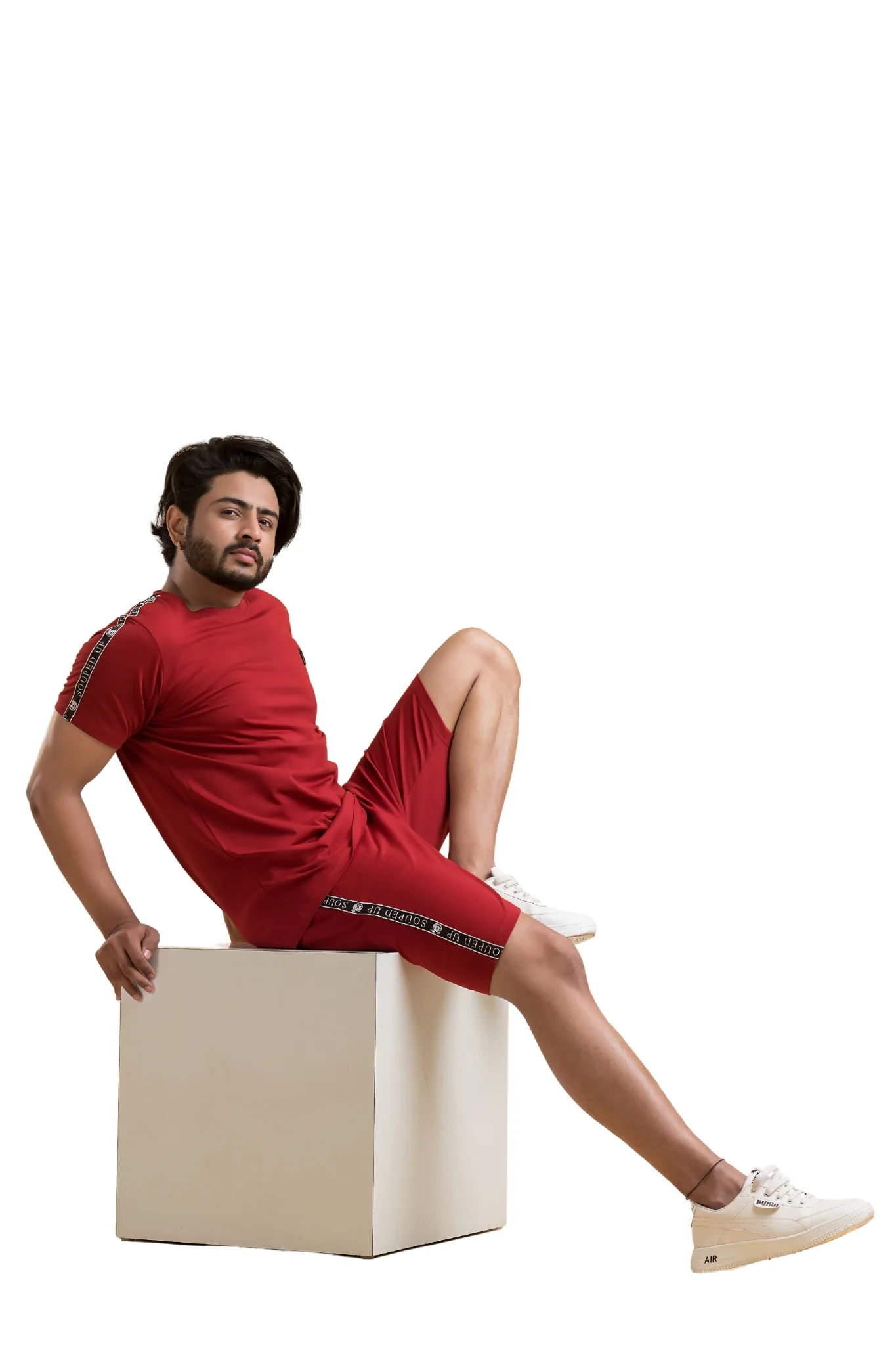 Souped Up Maroon Co-Ord Set - Half Sleeves T-Shirt with Shorts - Image 5