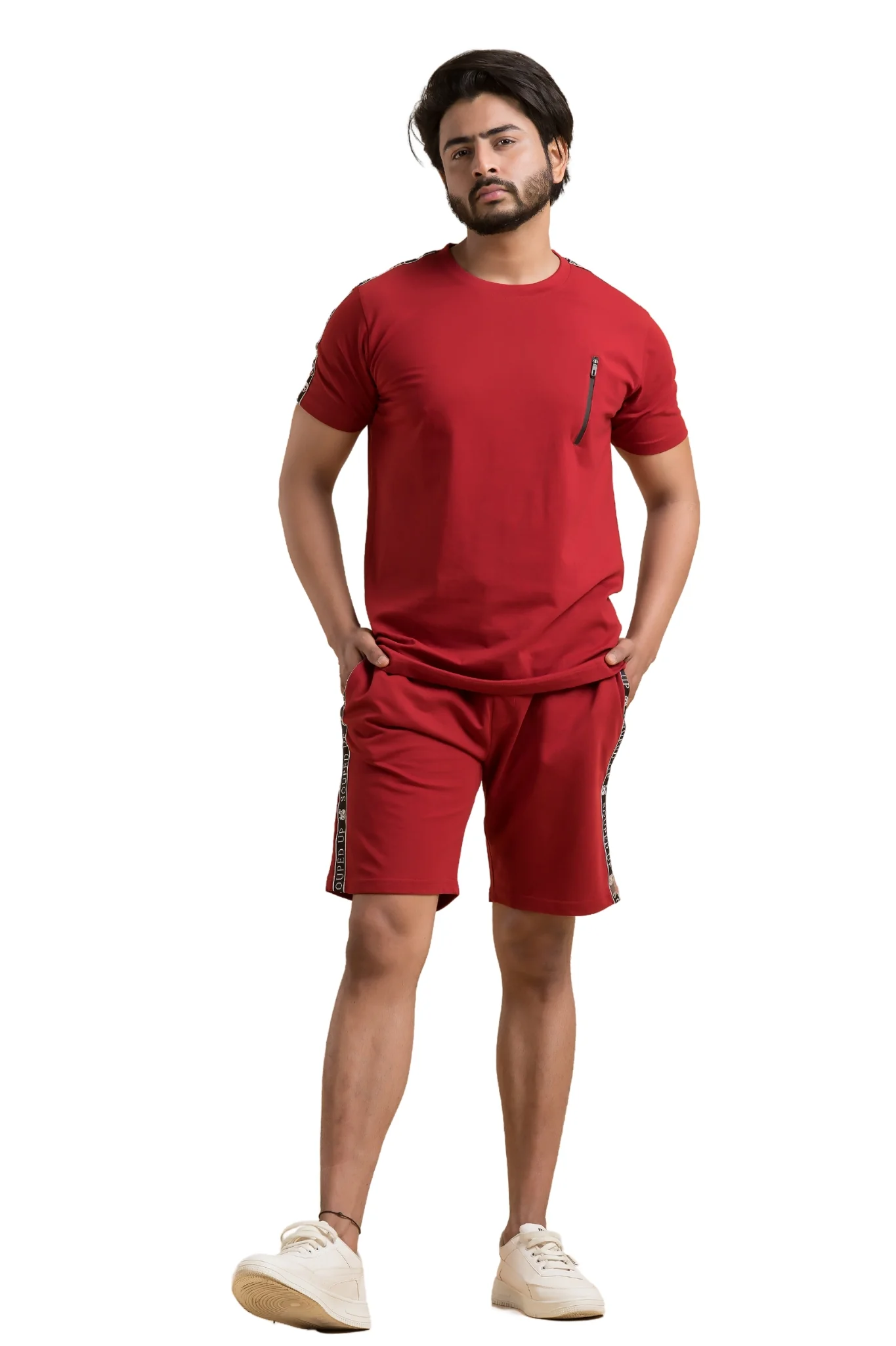 Souped Up Maroon Co-Ord Set - Half Sleeves T-Shirt with Shorts - Image 6