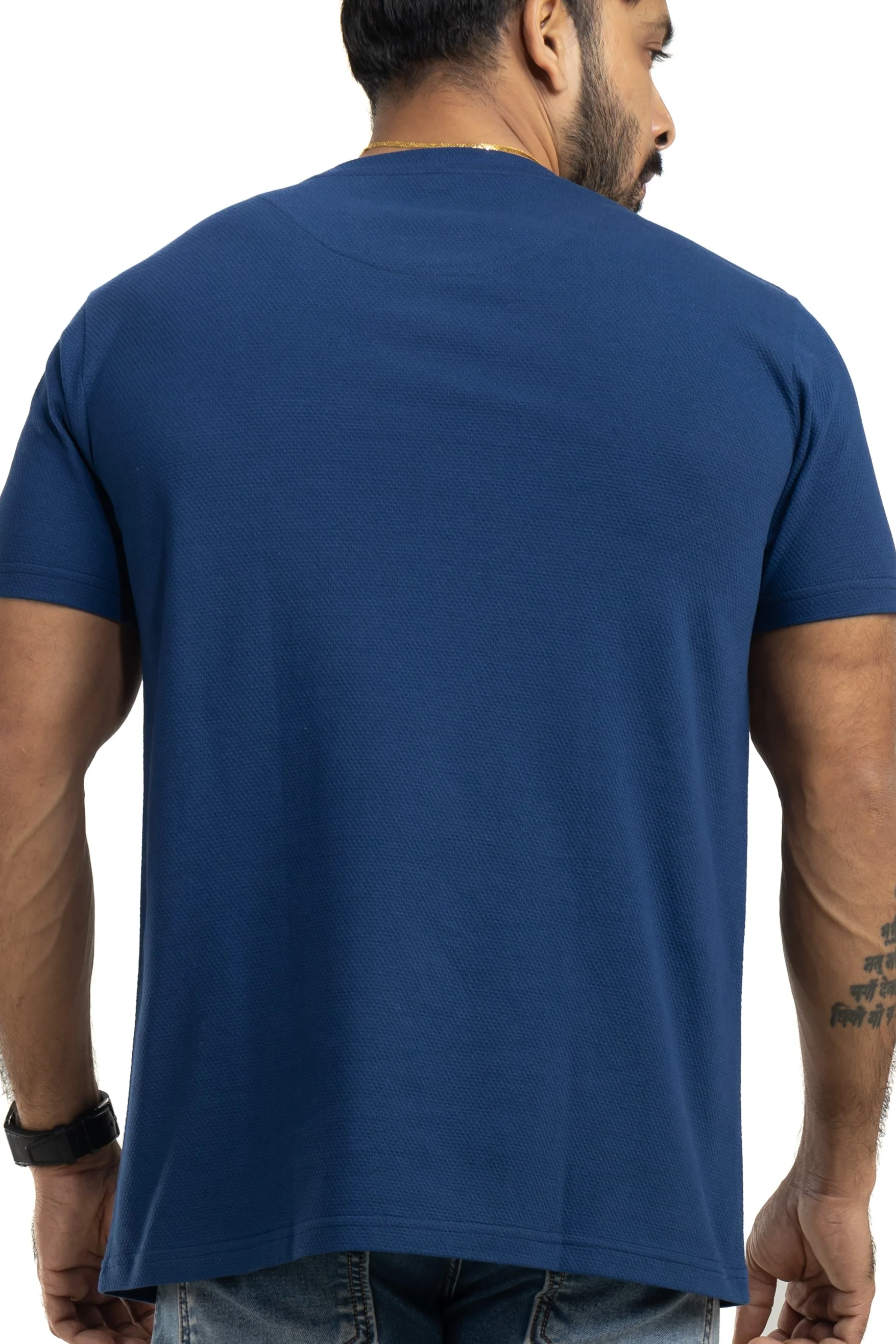 Souped Up Navy Printed & Embroidered T-Shirt - Image 3