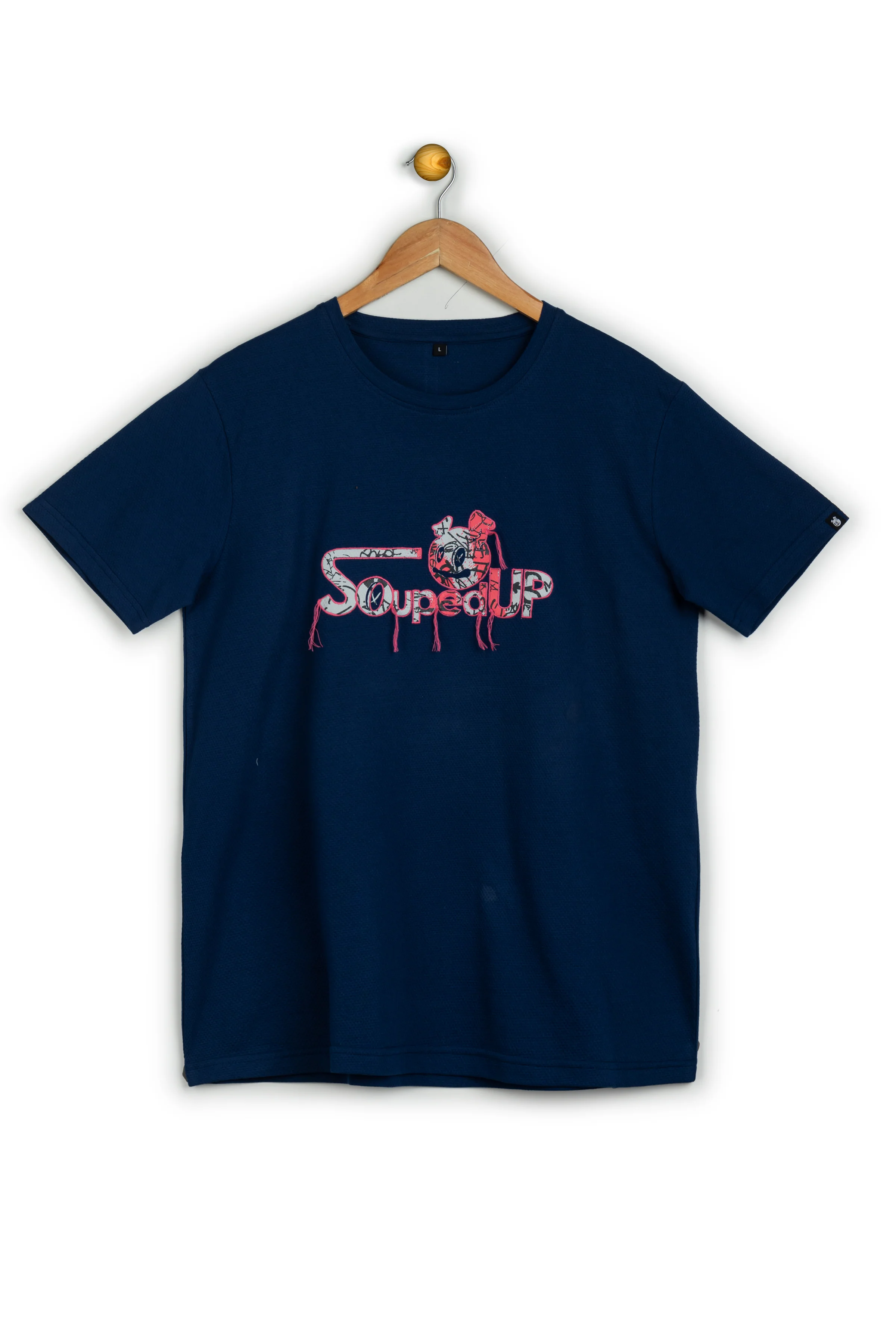 Souped Up Navy Printed & Embroidered T-Shirt - Image 8