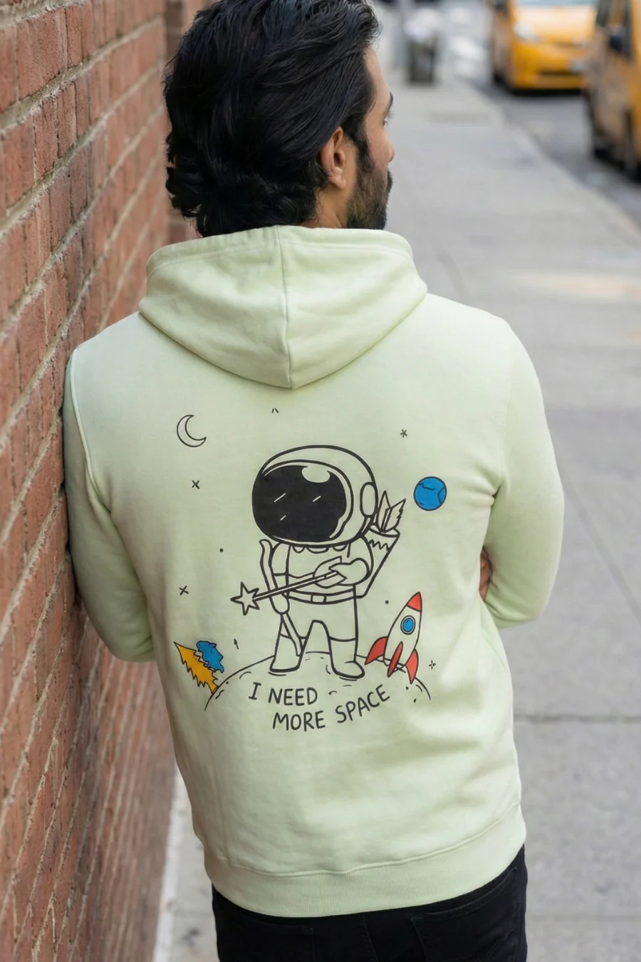 Space Odyssey Seafoam Green Printed Full Sleeves Unisex Hoodie - Image 5