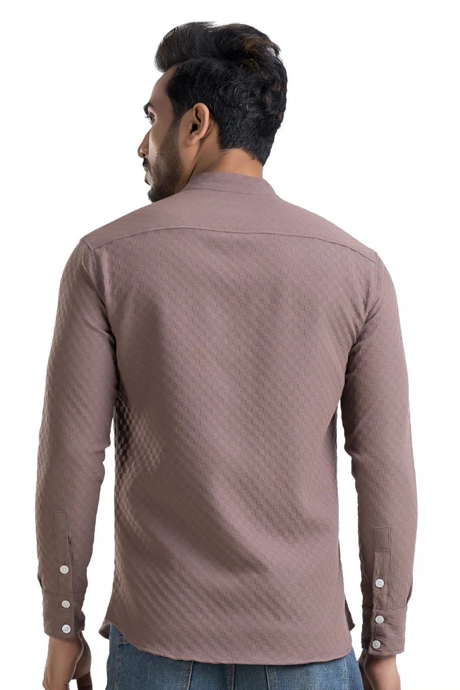 Stride Mauve Full-Sleeve Mandarin Collar Shirt - Image 3