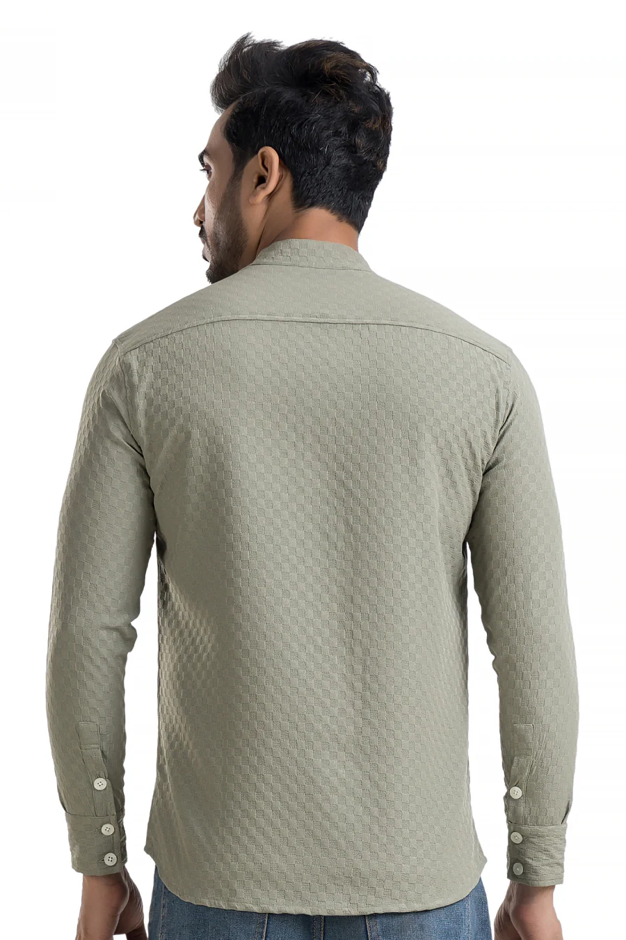 Stride Olive Full-Sleeve Mandarin Collar Shirt - Image 3