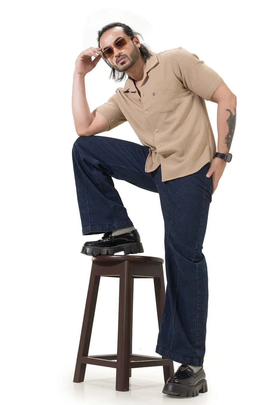 Sublime Solid Beige Half Sleeves Shirt - Image 7