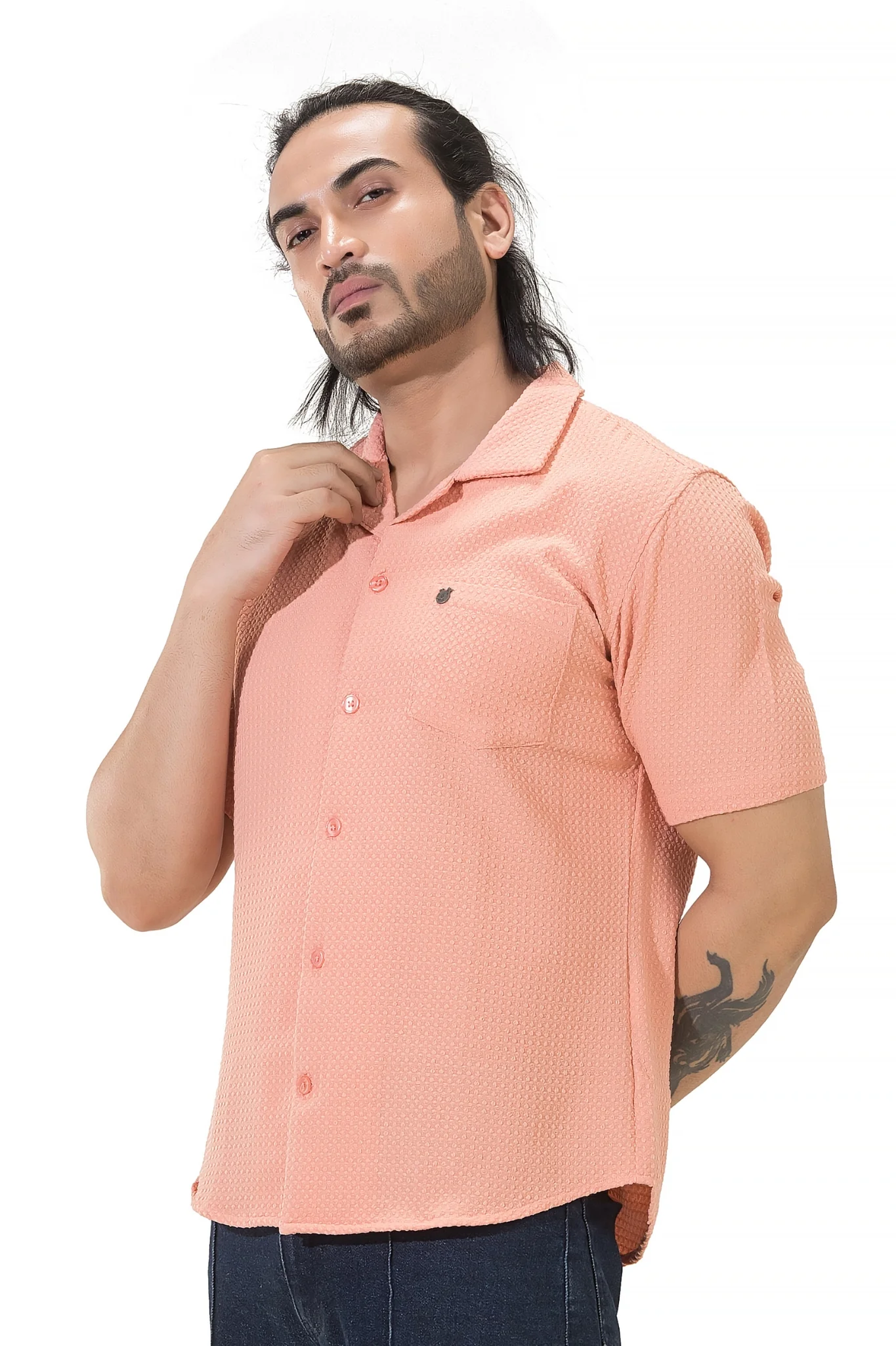 Sublime Solid Peach Half Sleeves Shirt - Image 4