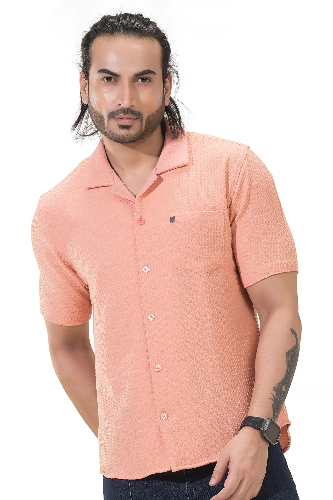 Sublime Solid Peach Half Sleeves Shirt - Image 5