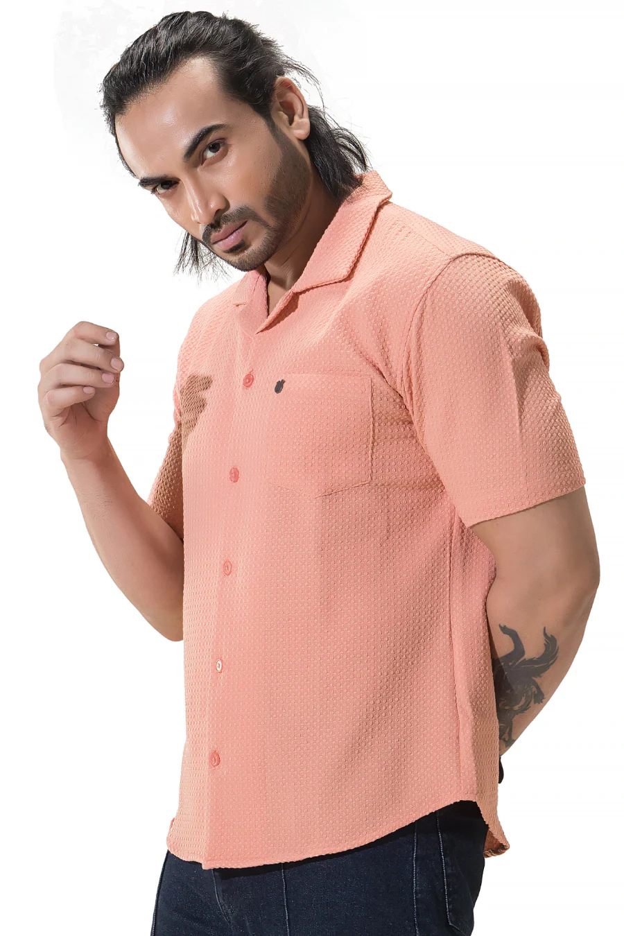 Sublime Solid Peach Half Sleeves Shirt - Image 6