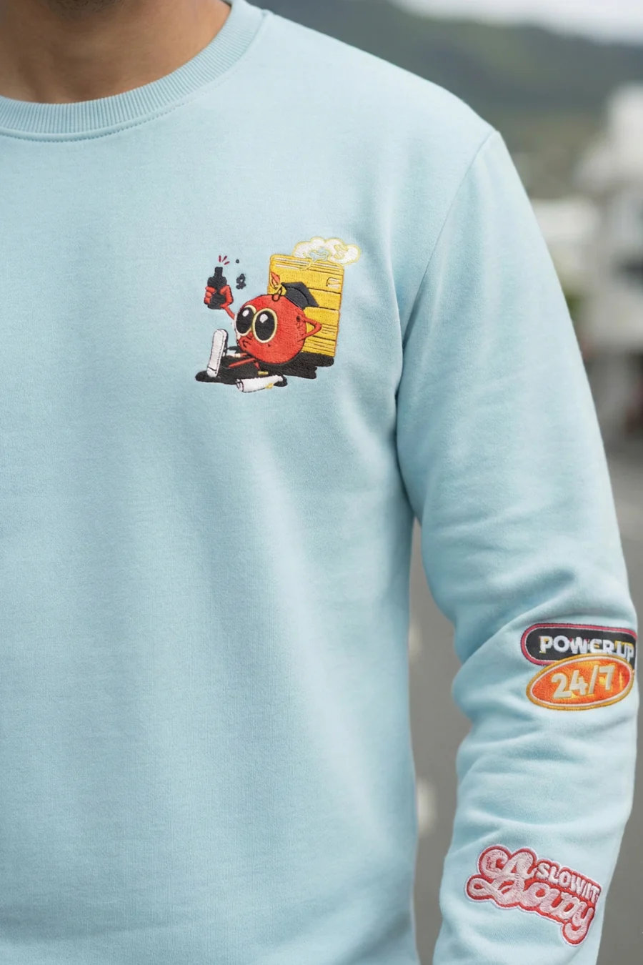 Summer Drink Sky Blue Printed Full Sleeves Unisex Sweatshirt - Image 3