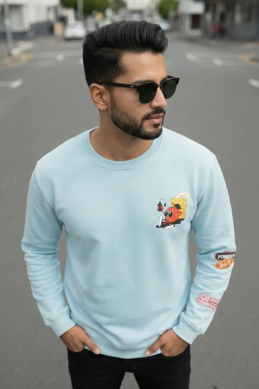 Summer Drink Sky Blue Printed Full Sleeves Unisex Sweatshirt - Image 6